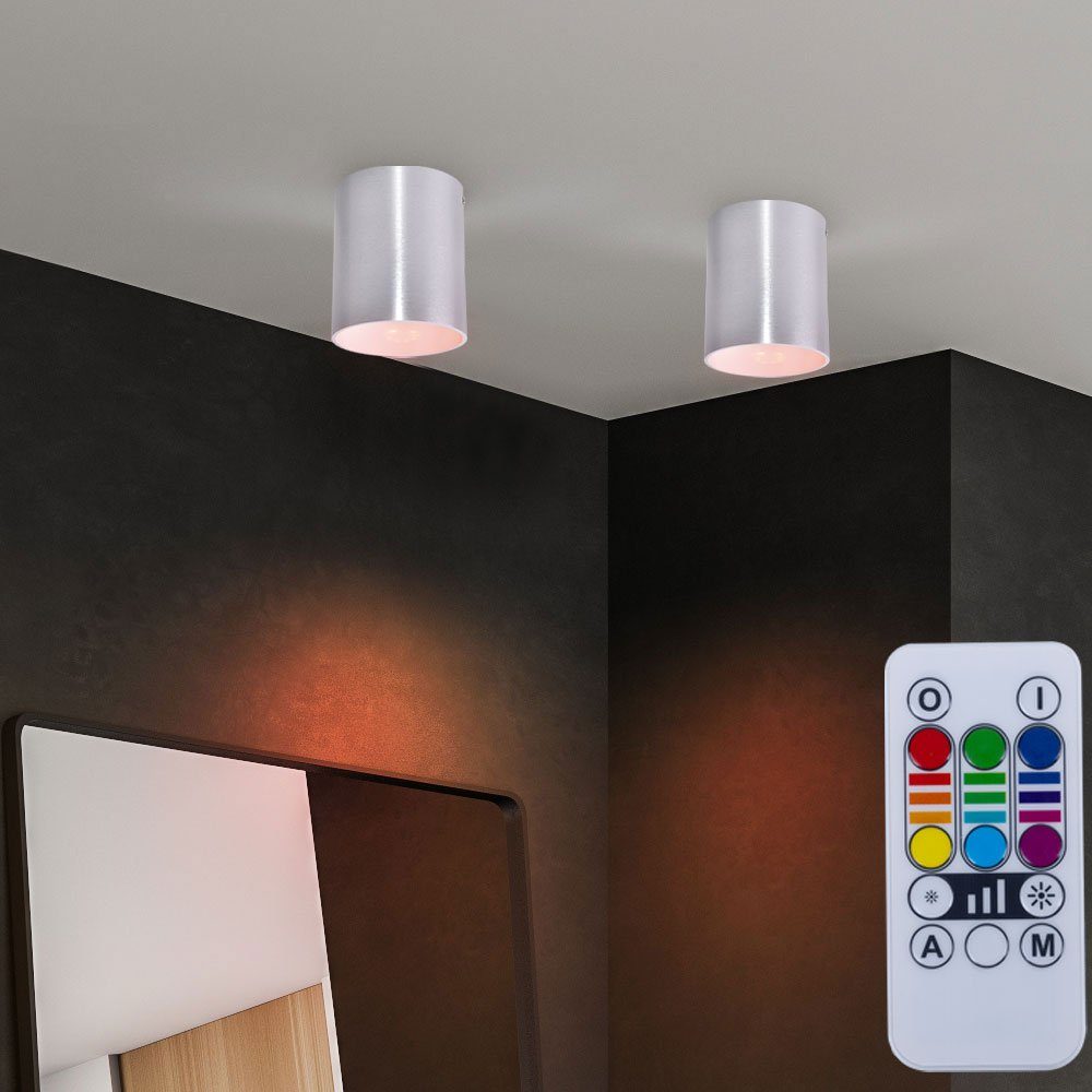 etc-shop LED Einbaustrahler, Leuchtmittel inklusive, Warmweiß, Farbwechsel,  2er Set Aufbau Strahler Innenraum Wand Lampen dimmbar im Set