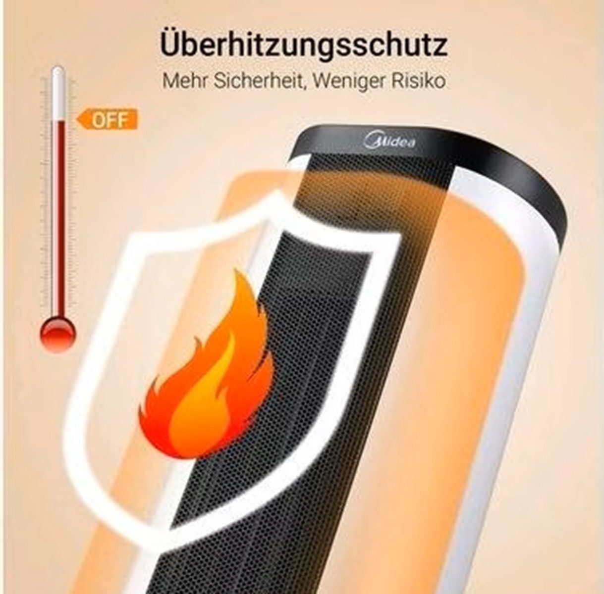 comfee Heizlüfter Midea Europe Fan Heater NTH20-17BR – Heizlüfter 2000 W – Weiß/Schwarz, Fernbedienung, Timer