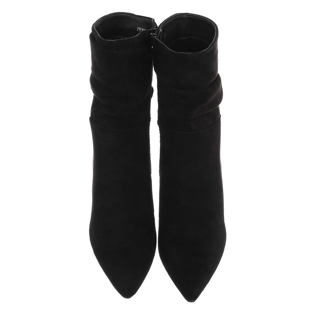 Ital-Design Damen Stiefelette mit spitzem Absatz und Raffung Stiefelette (92002546) Pfennig-/Stilettoabsatz Stiefeletten in Schwarz – Bild 4 von 5
