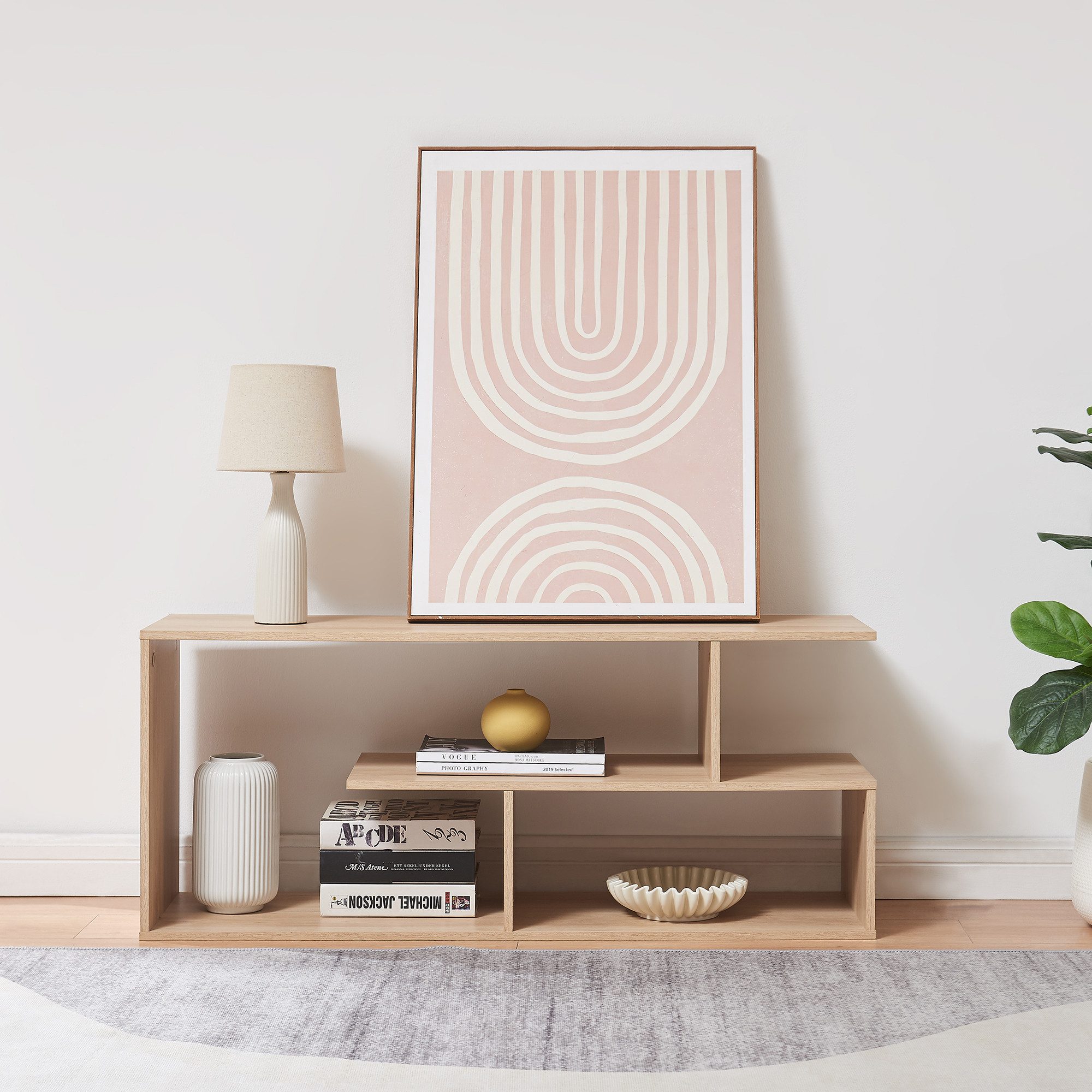 en.casa TV-Regal, »Anän« offen 100 x 30 x 42 cm Eicheoptik günstig online kaufen