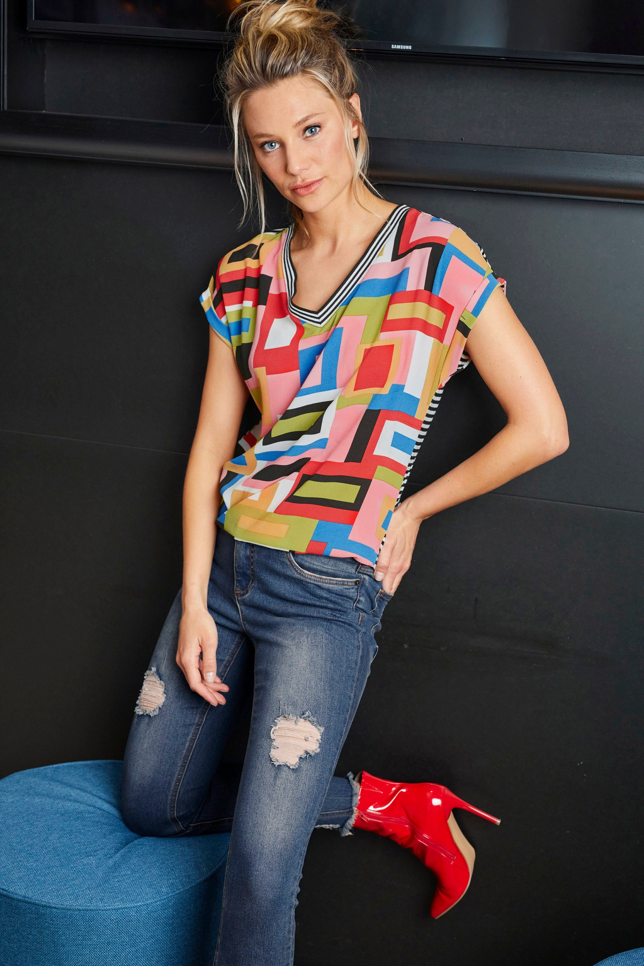 Aniston CASUAL T-Shirt im Mustermix und Material