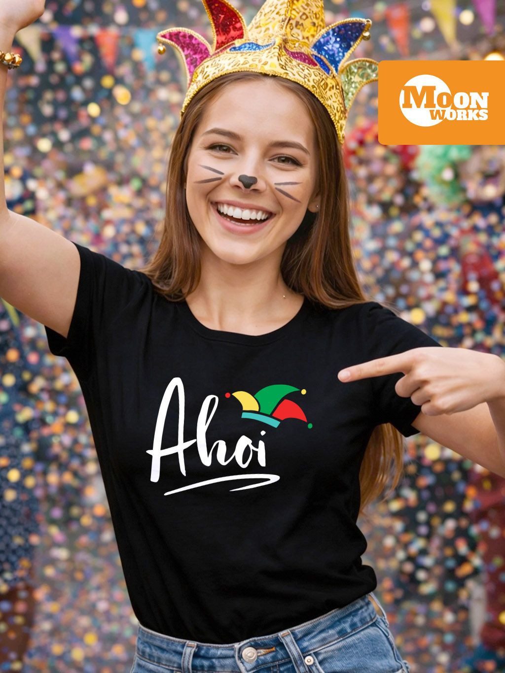 MoonWorks Print-Shirt Damen T-Shirt Alaaf Helau Ahoi Faschings-Shirt Karnev günstig online kaufen