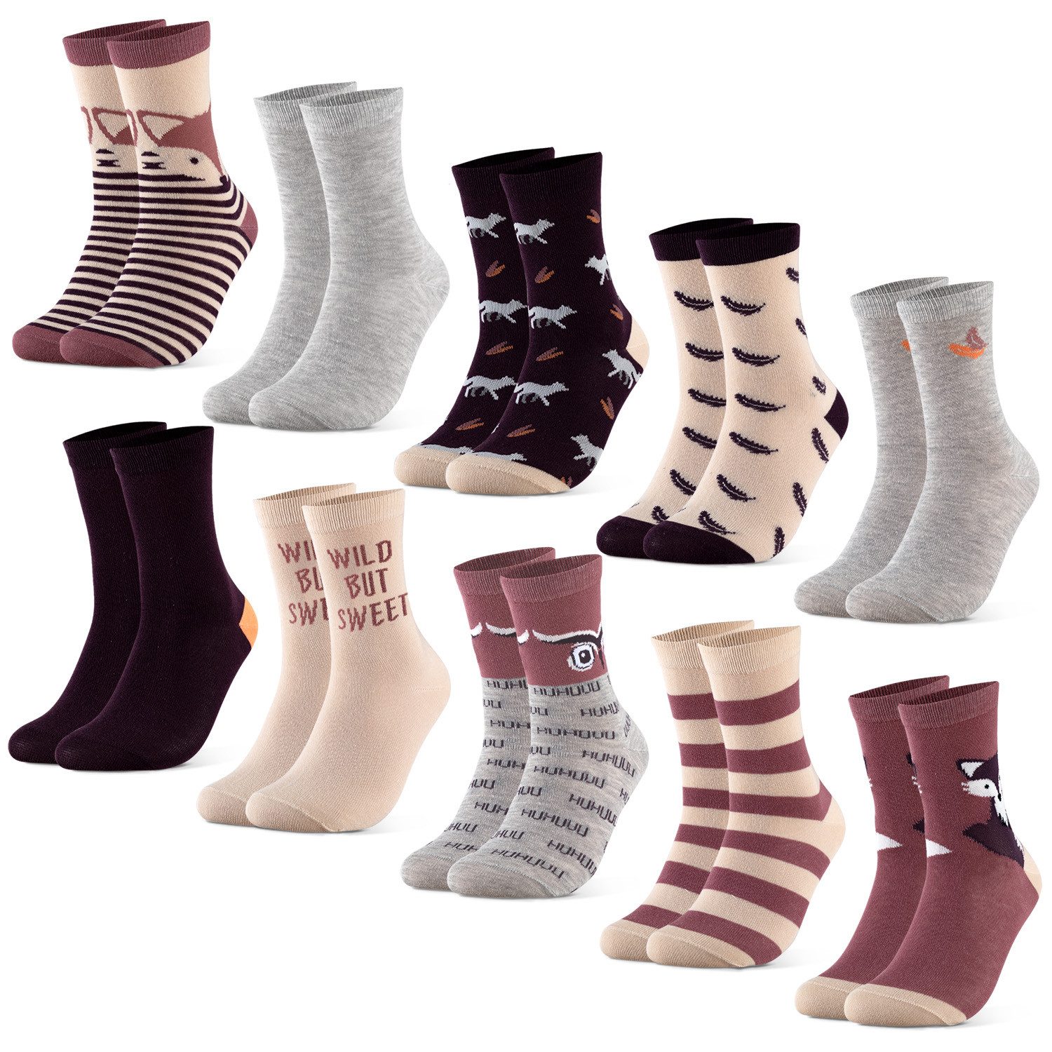 OCCULTO Freizeitsocken Jungen & Mädchen Motiv Socken 10er Pack (Modell: Fantasia) (10-Paar)