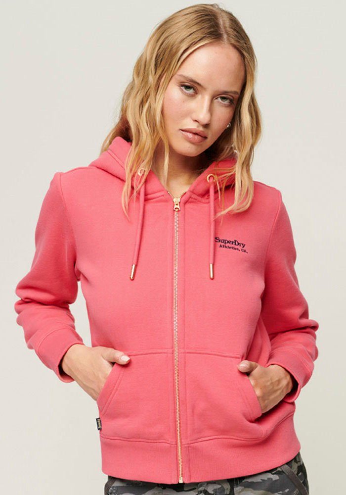 Kapuzensweatjacke camping ESSENTIAL Superdry HOODIE pink LOGO ZIP