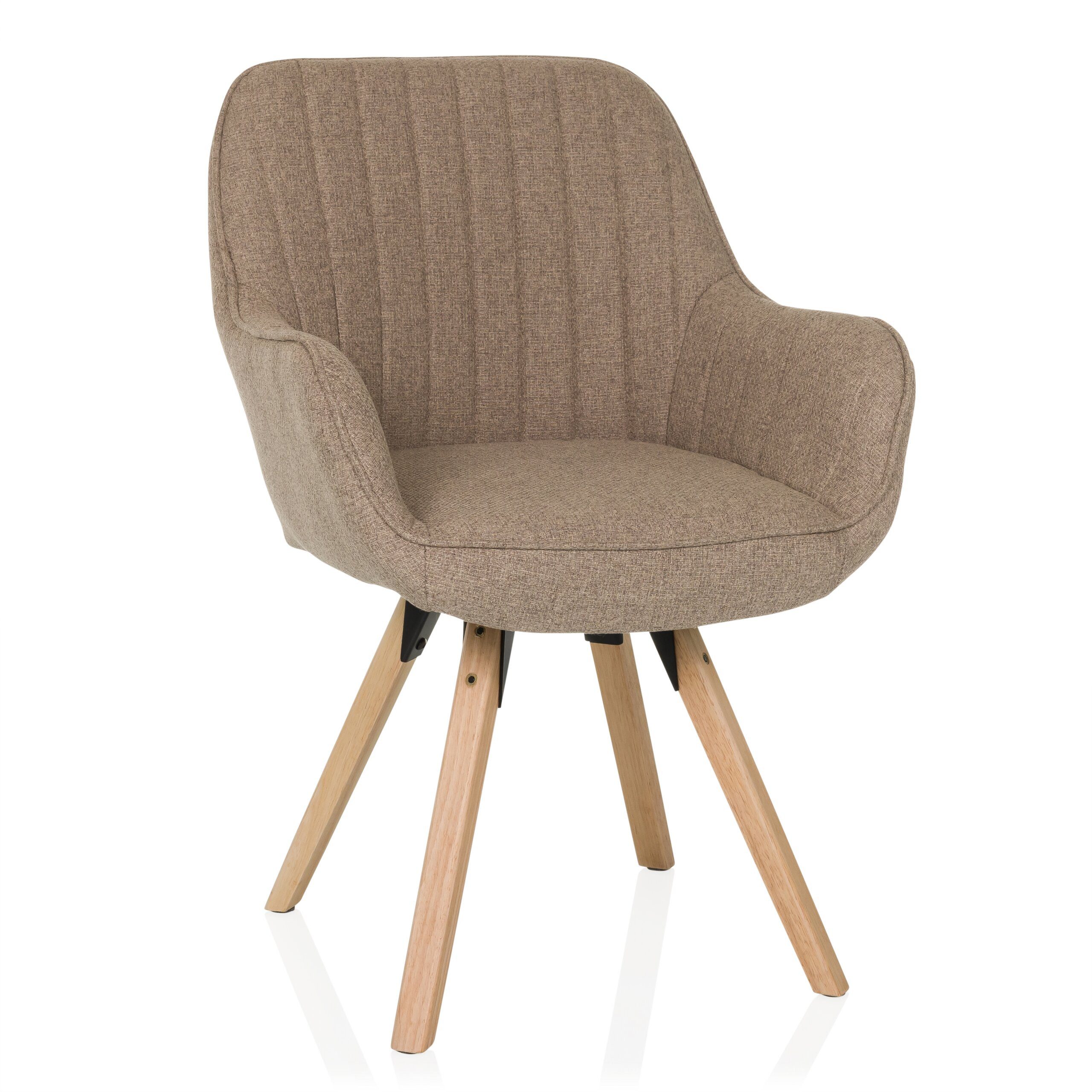 hjh LIVING Esszimmerstuhl SCANDI SOFT Stuhl gepolstert Stoff mit Armlehnen 1 (1 St), Stuhl im Scandi-Look, Sitz drehbar, bequem gepolstert, Holzfußkreuz