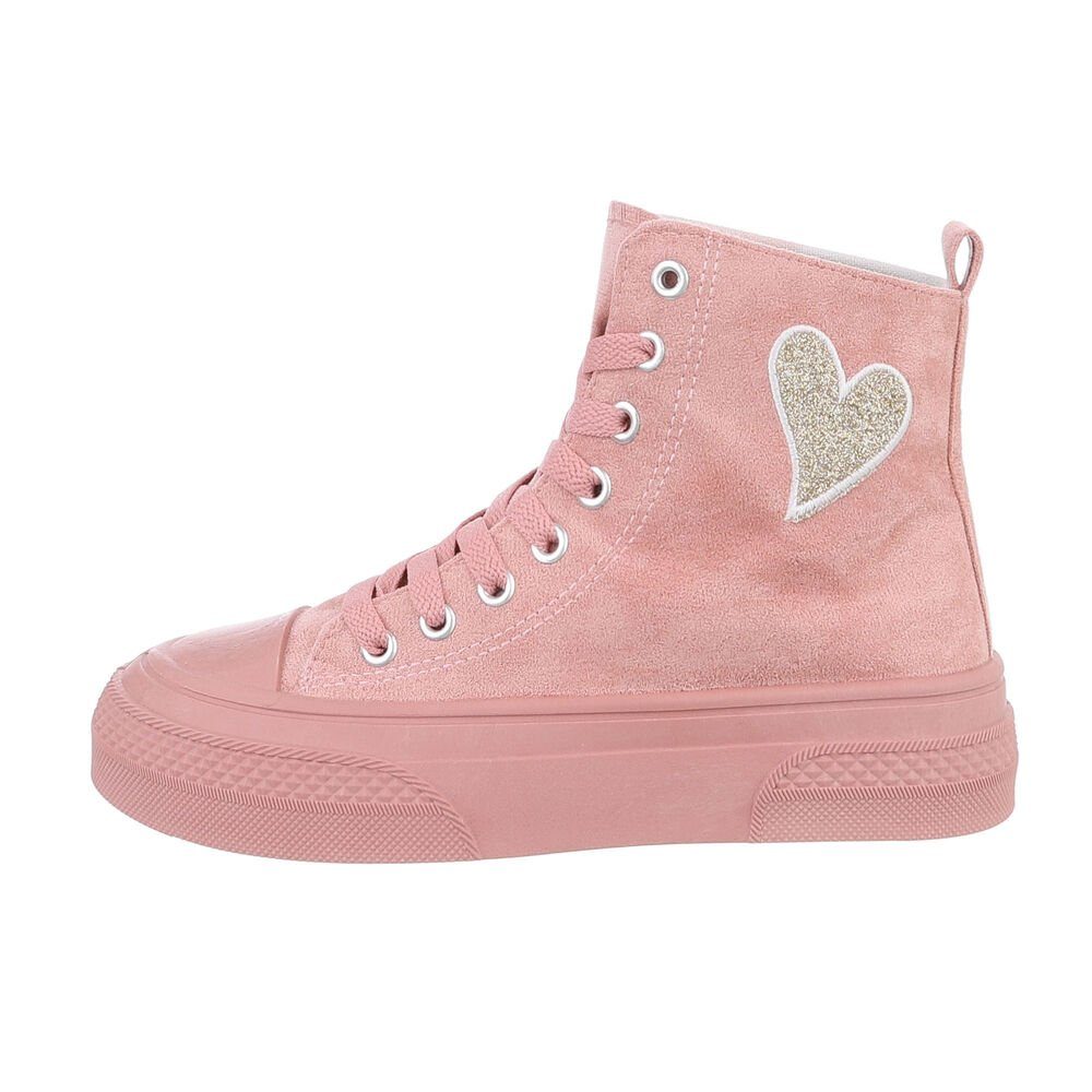 Ital-Design Damen High-Top Freizeit Sneakerboots Keilabsatz/Wedge Sneakers High in Rosa