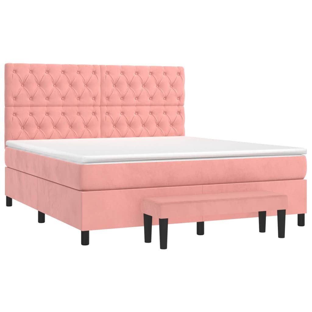 vidaXL Boxspringbett, Boxbett mit Matratze Rosa 160x200 cm Samt
