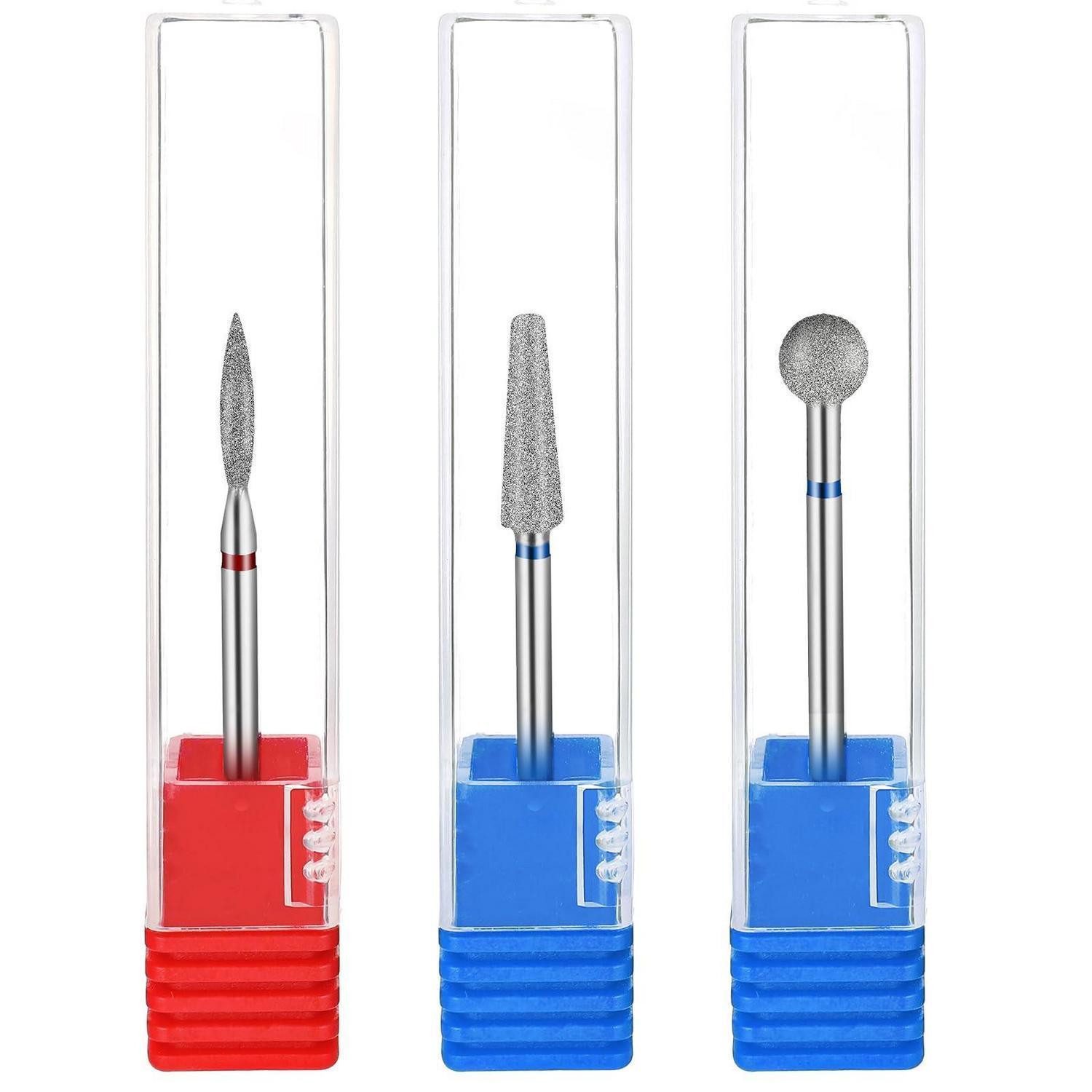 LuxusKollektion Diamanttrockenbohrer Nagelbohrer-Set 3tlg Diamant Rot/Blau