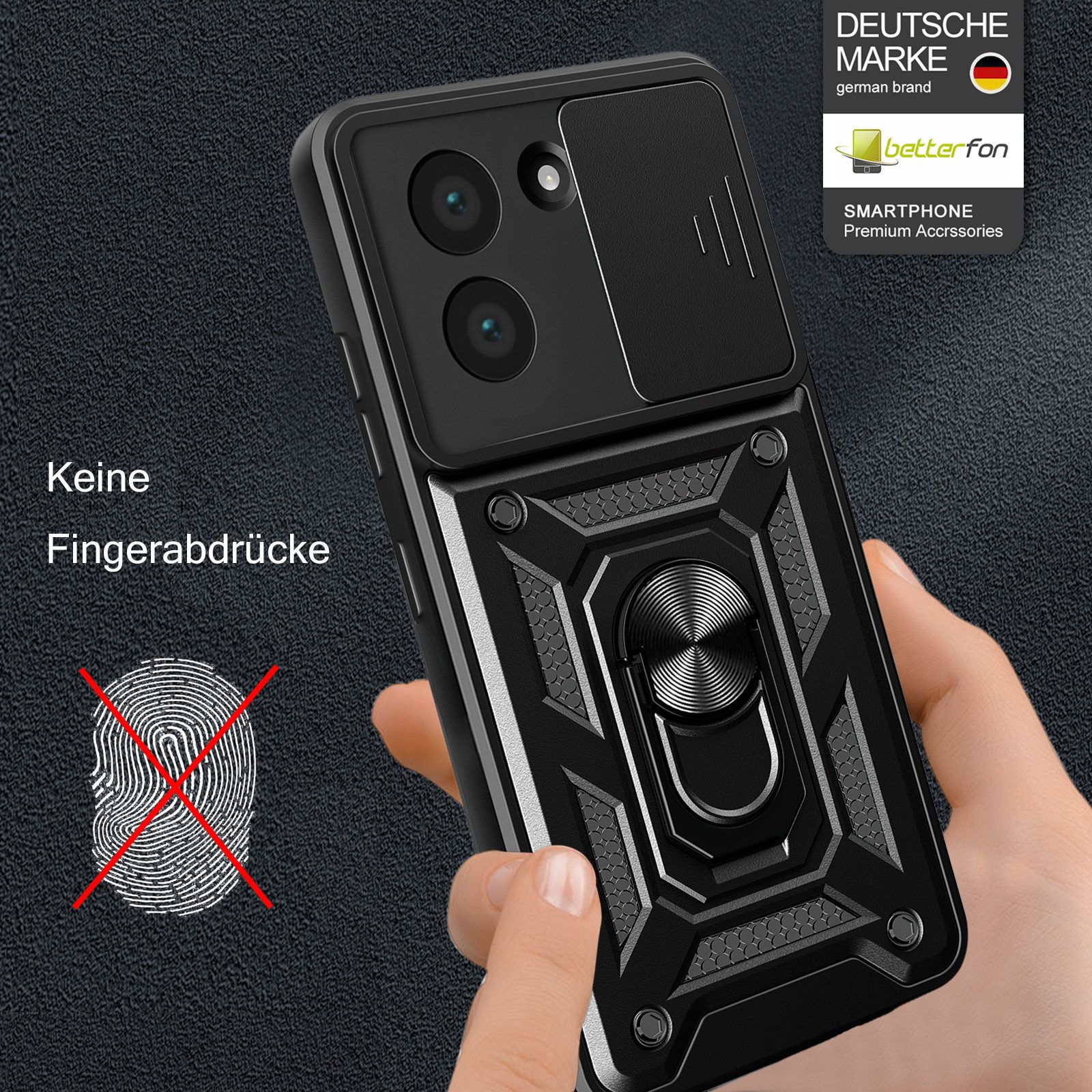 betterfon Handyhülle Panzer Hülle für Xiaomi Redmi A5 Outdoor Case mit Kameraschutz, Outdoorhülle mit Ringhalter Smartstand und Silikonkern