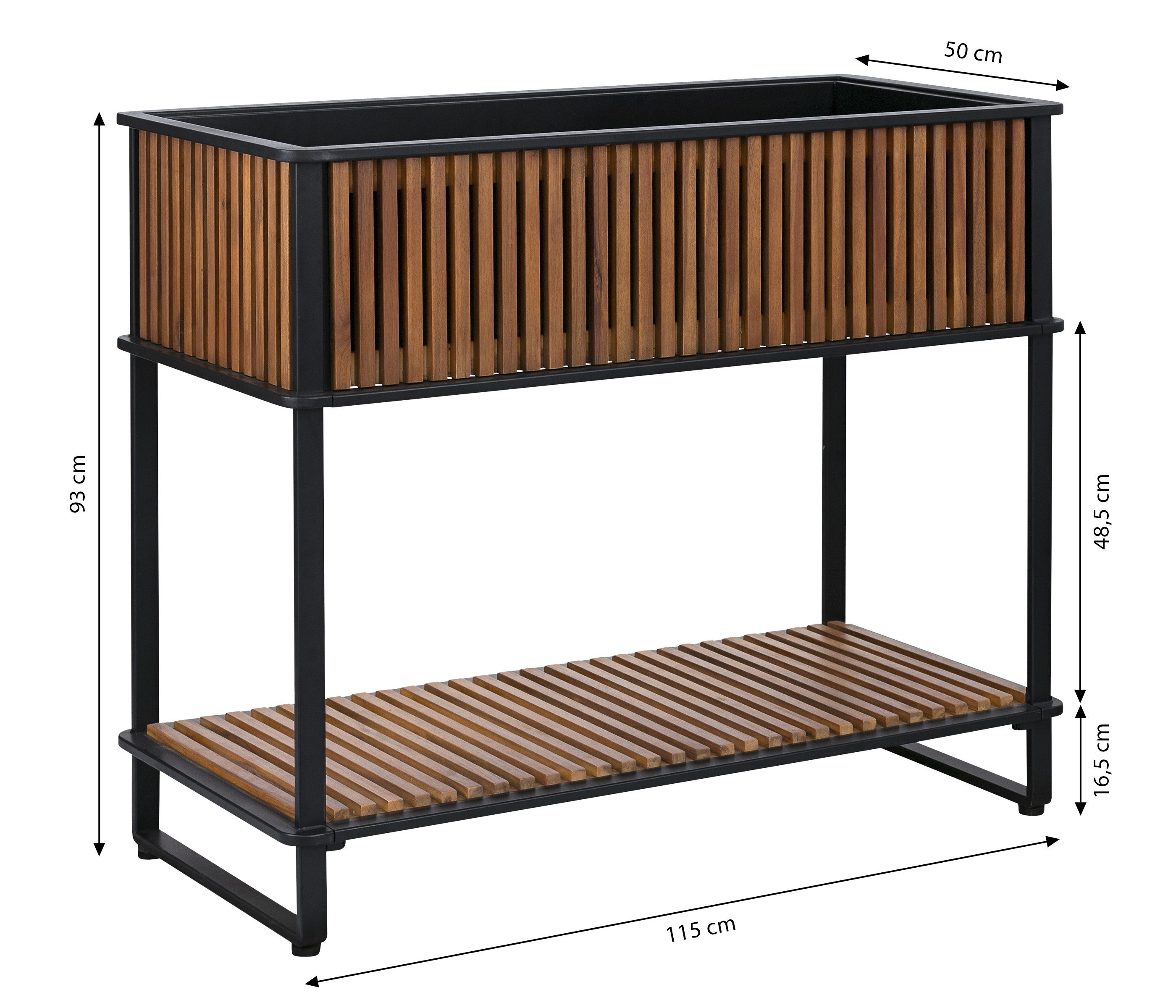 Dehner Hochbeet Balkon-Hochbeet Boston, versch. Größen, aus FSC® zertifiziertem Akazienholz, für Kräuter, Gemüse und Blumen