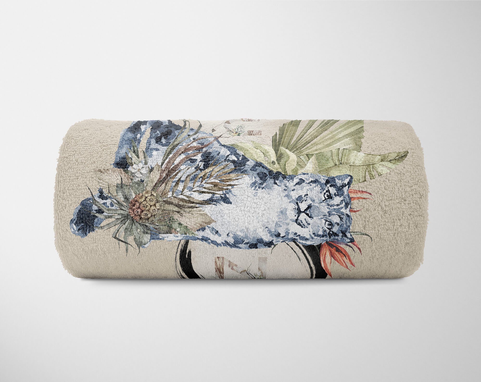 Sinus Art Handtücher Handtuch Strandhandtuch Saunatuch Kuscheldecke Schneeleopard Kunstvoll, Baumwolle-Polyester-Mix (1-St), Handtuch