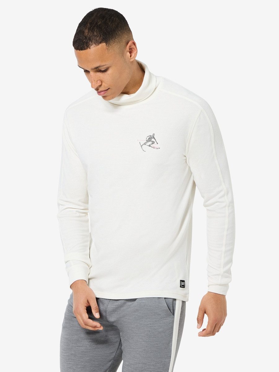 SUPER.NATURAL Rollkragenpullover für Herren, Merino M TONI ROLL NECK Stehkragen mit Ski-Motiv, atmungsaktiv