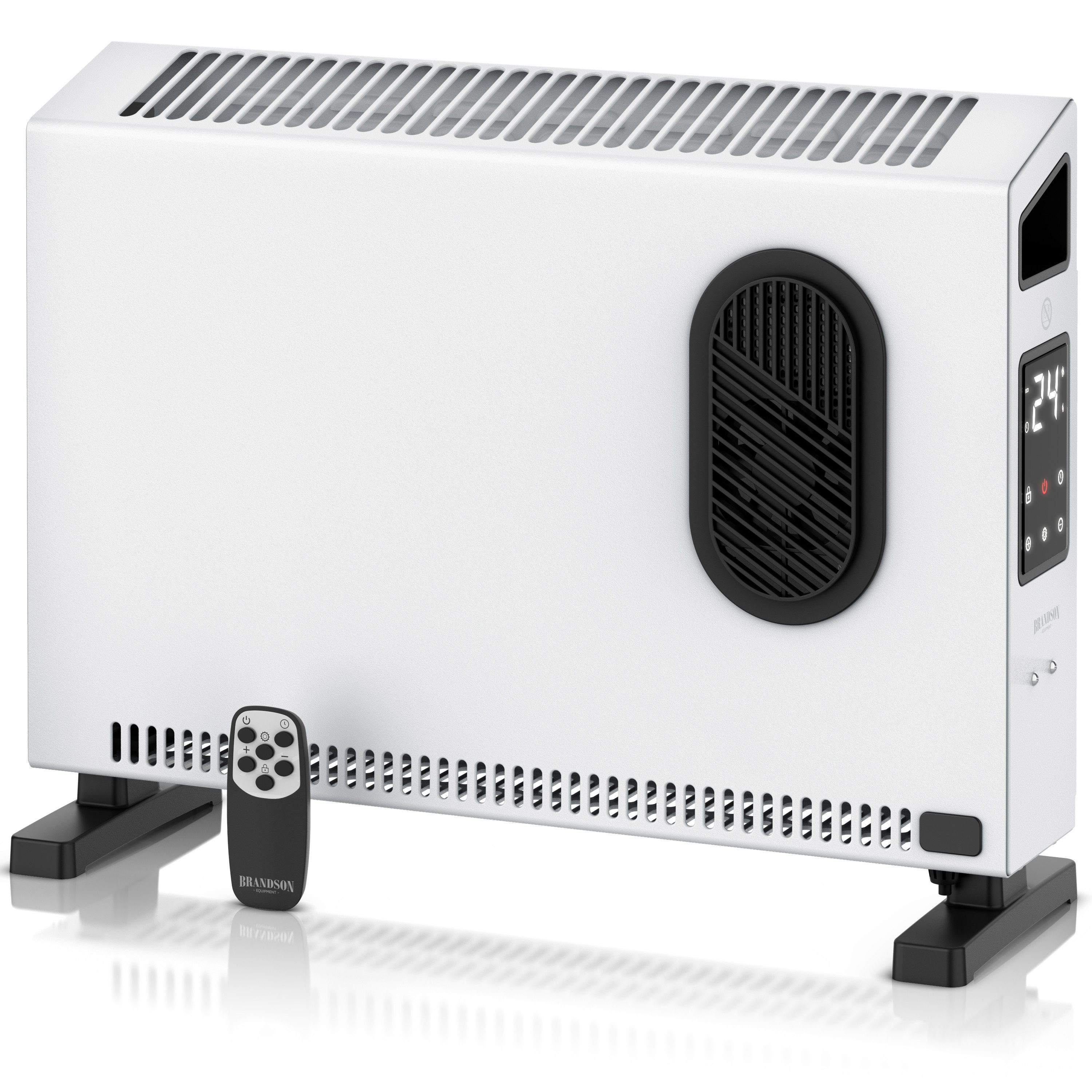 Brandson Elektro-Heizkörper Heizpanel Konvektor 2000 W, Gebläse, Thermostat, Timer, Fernbedienung, 2 Heizstufen, ECO-Modus, LED-Display, Kindersicherung, Kippschutz