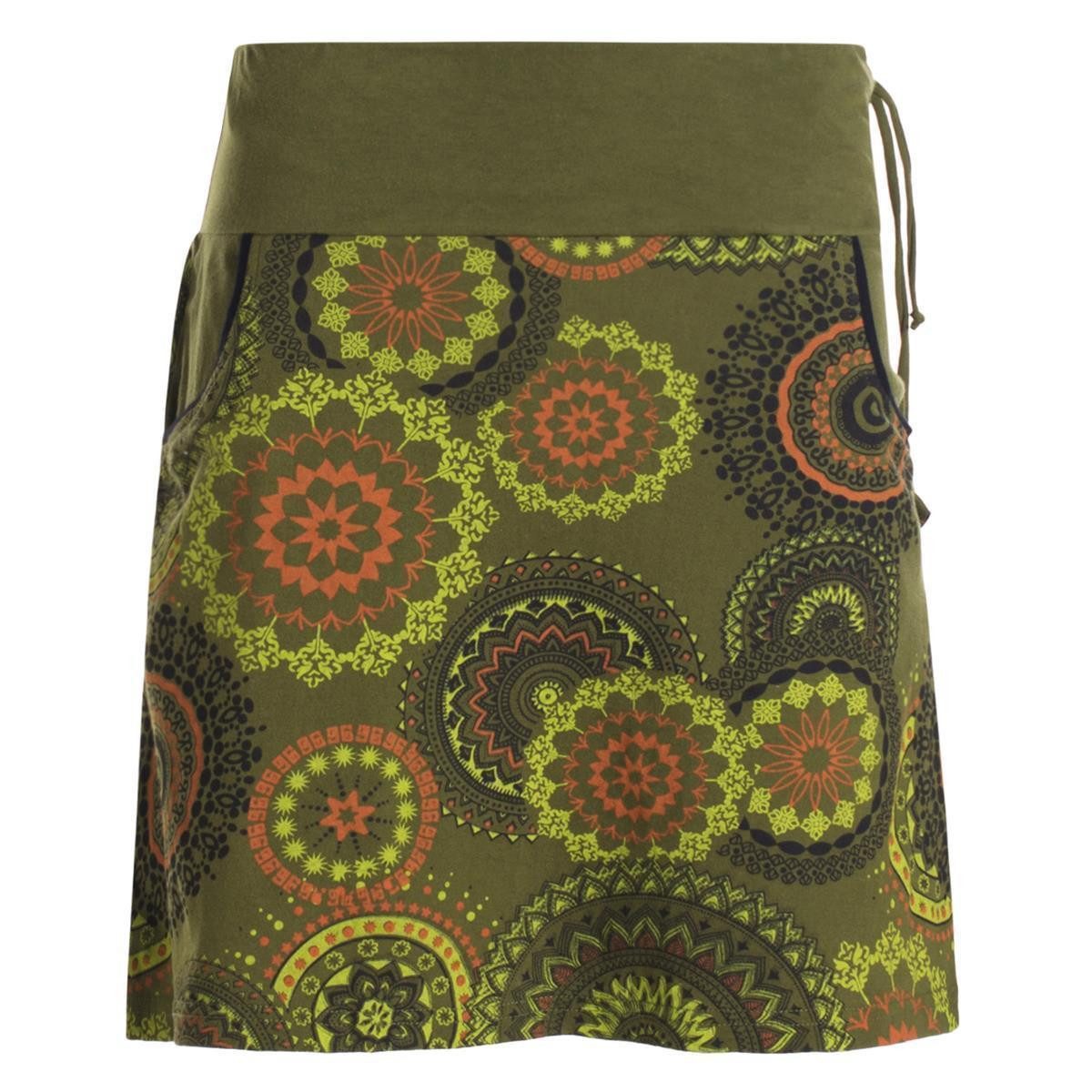 Minirock Kurzer Damen Baumwoll-Rock Taschen-Rock Mini-Röcke Mandala