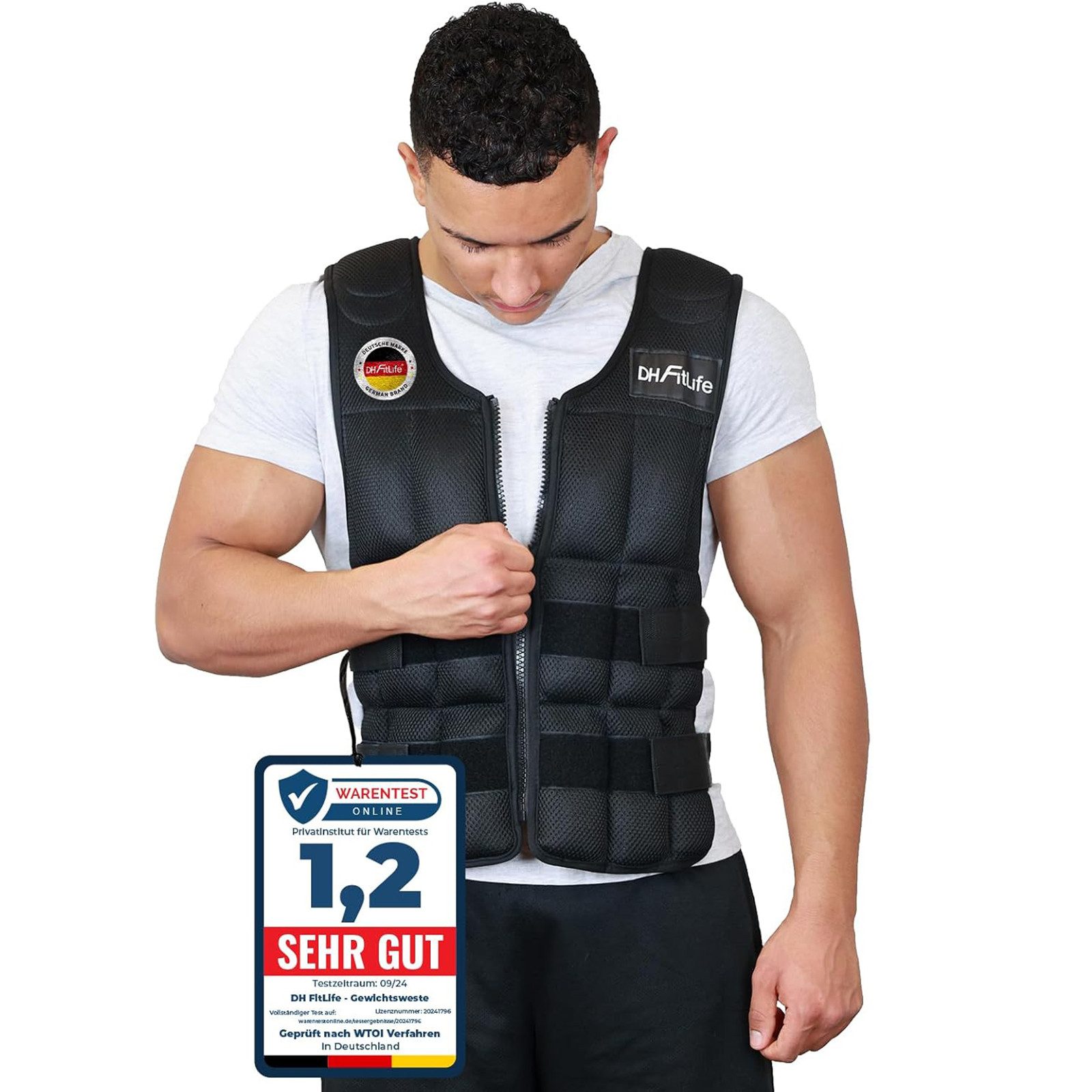 DH FitLife Gewichtsweste Verstellbar 10/20/30KG zum Muskelaufbau u. Krafttraining, (Weighted Vest, Laufweste), Laufweste Damen Herren, Fitness Trainingsweste