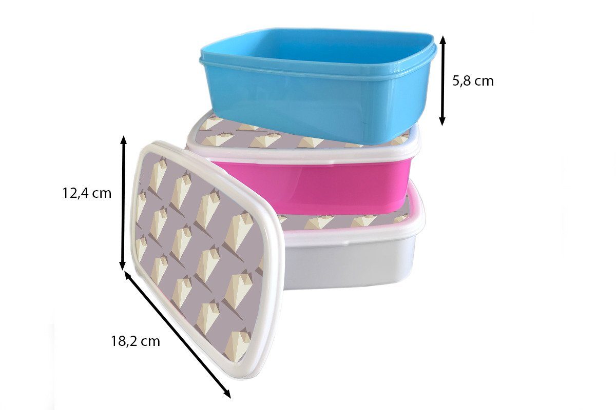 MuchoWow Lunchbox Origami Erwachsene, (2-tlg), Katze Kunststoff, rosa Kunststoff Brotbox - Brotdose Muster, Kinder, Snackbox, Mädchen, - für