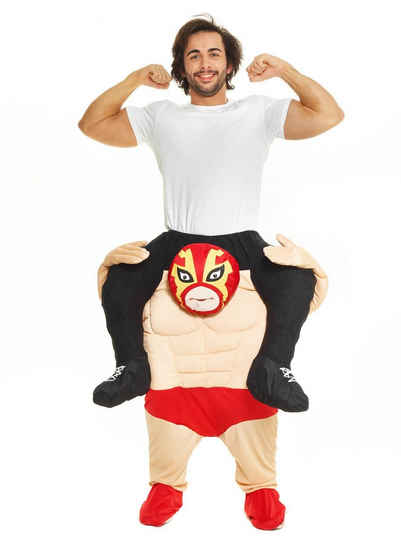 Morphsuits Kostüm Carry Me Wrestler, Achtung, gleich kommt der Piledriver! Witziges Huckepack Kostüm