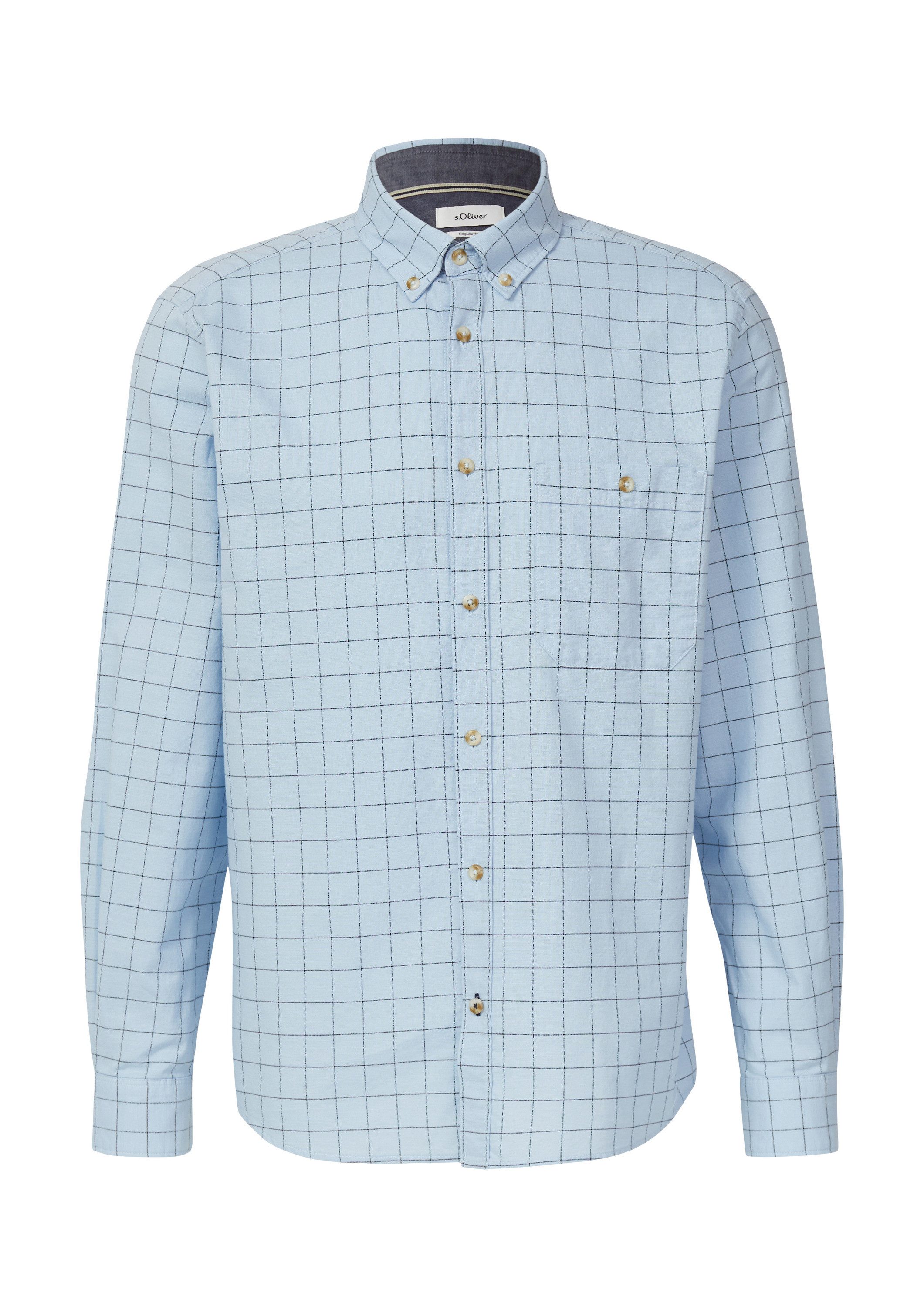 s.Oliver Langarmhemd Hemd Regular Fit: Karo-Hemd aus Baumwolle mit Button-D günstig online kaufen