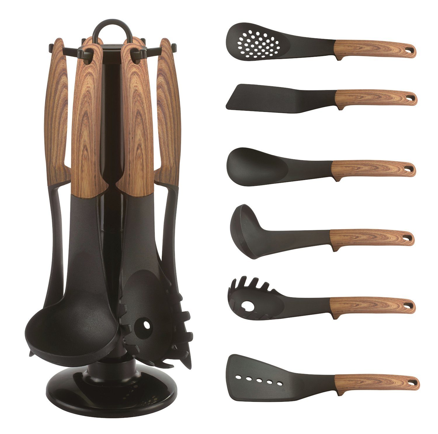 Cheffinger Küchenorganizer-Set Kochbesteck Küchenhelfer Set 7-teilig, Holzo günstig online kaufen