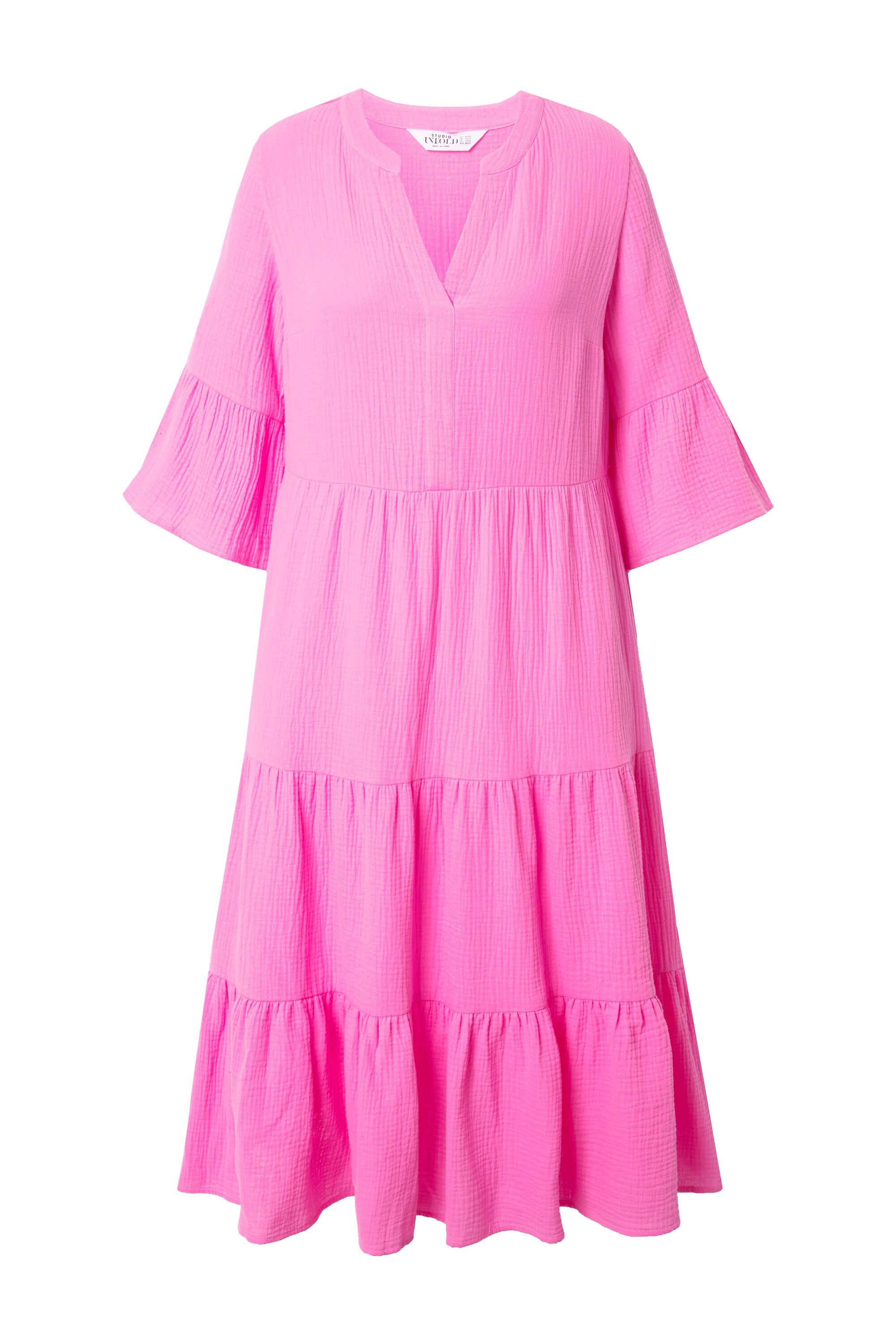 Studio Untold Maxikleid Maxikleid A-Line Musselin Stehkragen Volants günstig online kaufen