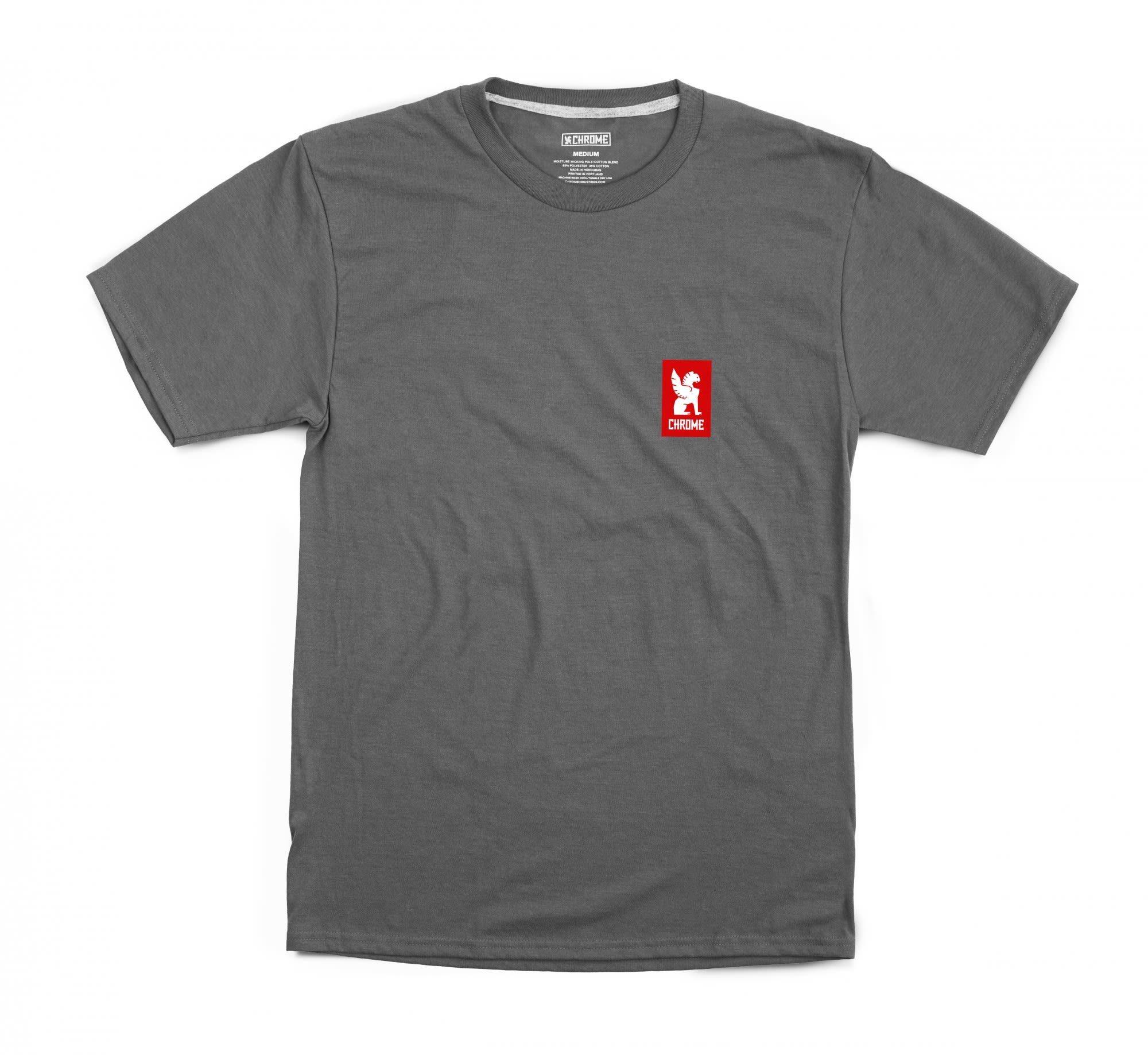 Chrome T-Shirt Industries - Red Red Vertical Logo Grey M Chrome Herren Tee
