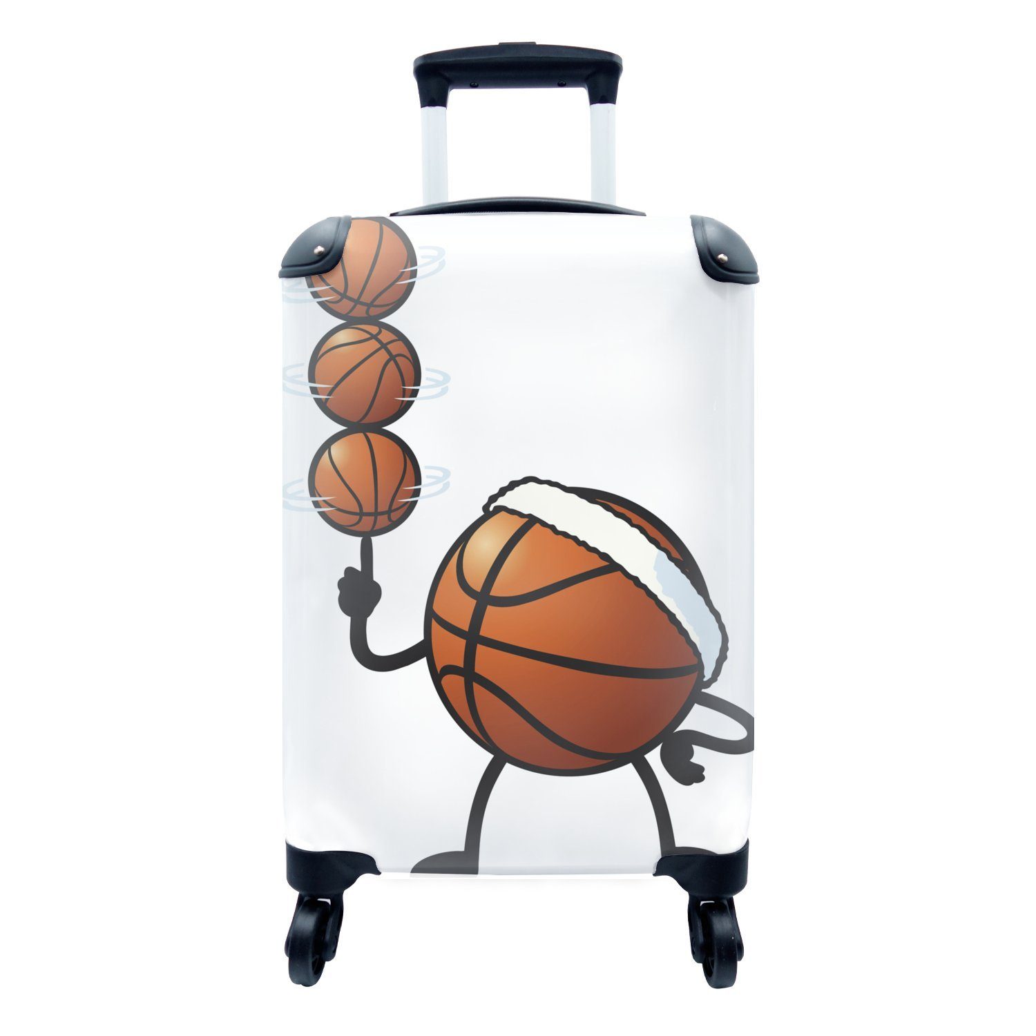 MuchoWow Handgepäckkoffer Eine Illustration einer Basketballfigur mit mehreren Bällen, 4 Rollen, Reisetasche mit rollen, Handgepäck für Ferien, Trolley, Reisekoffer