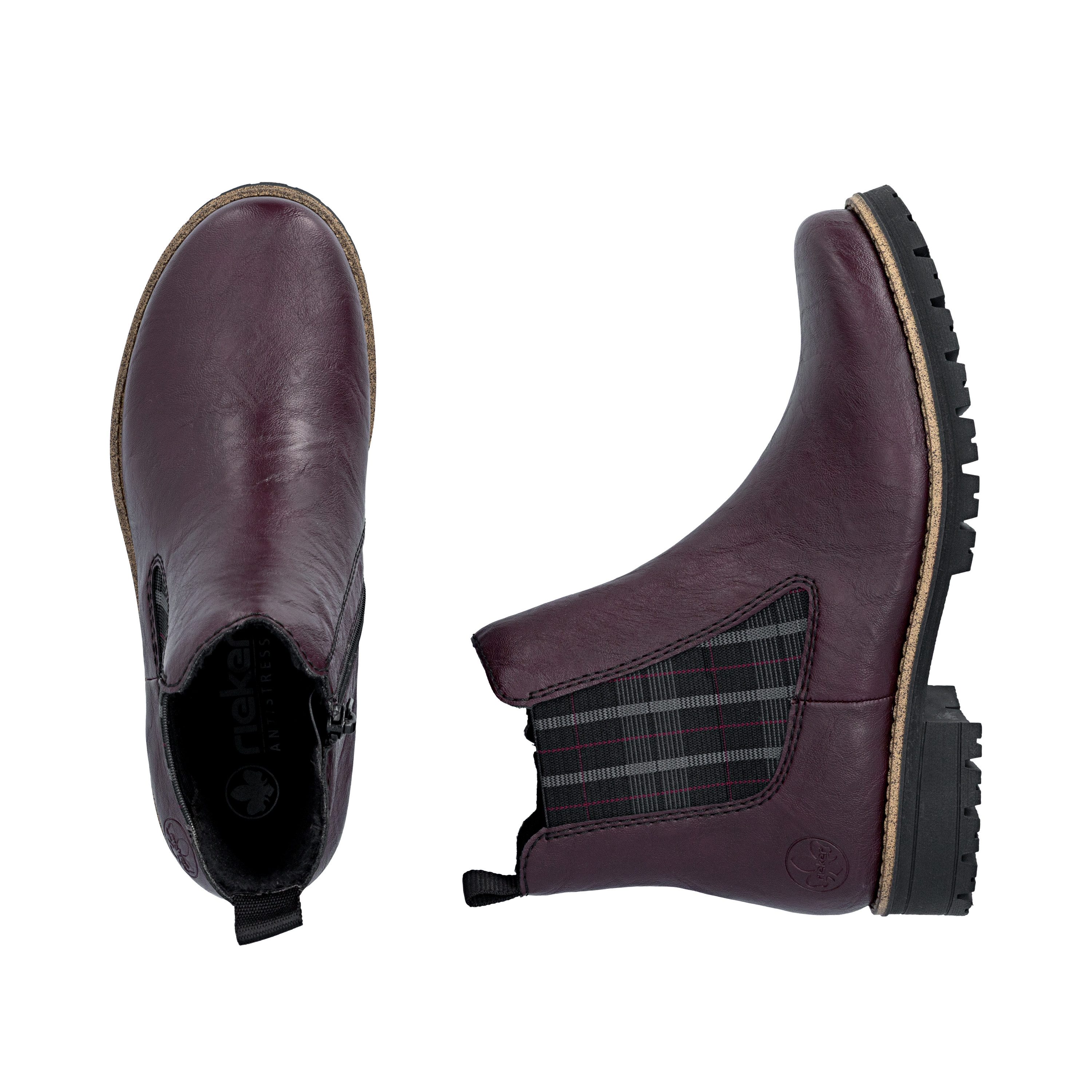 Rieker Chelseaboots Stiefelette, Boots mit kariertem Stretcheinsatz an der Seite