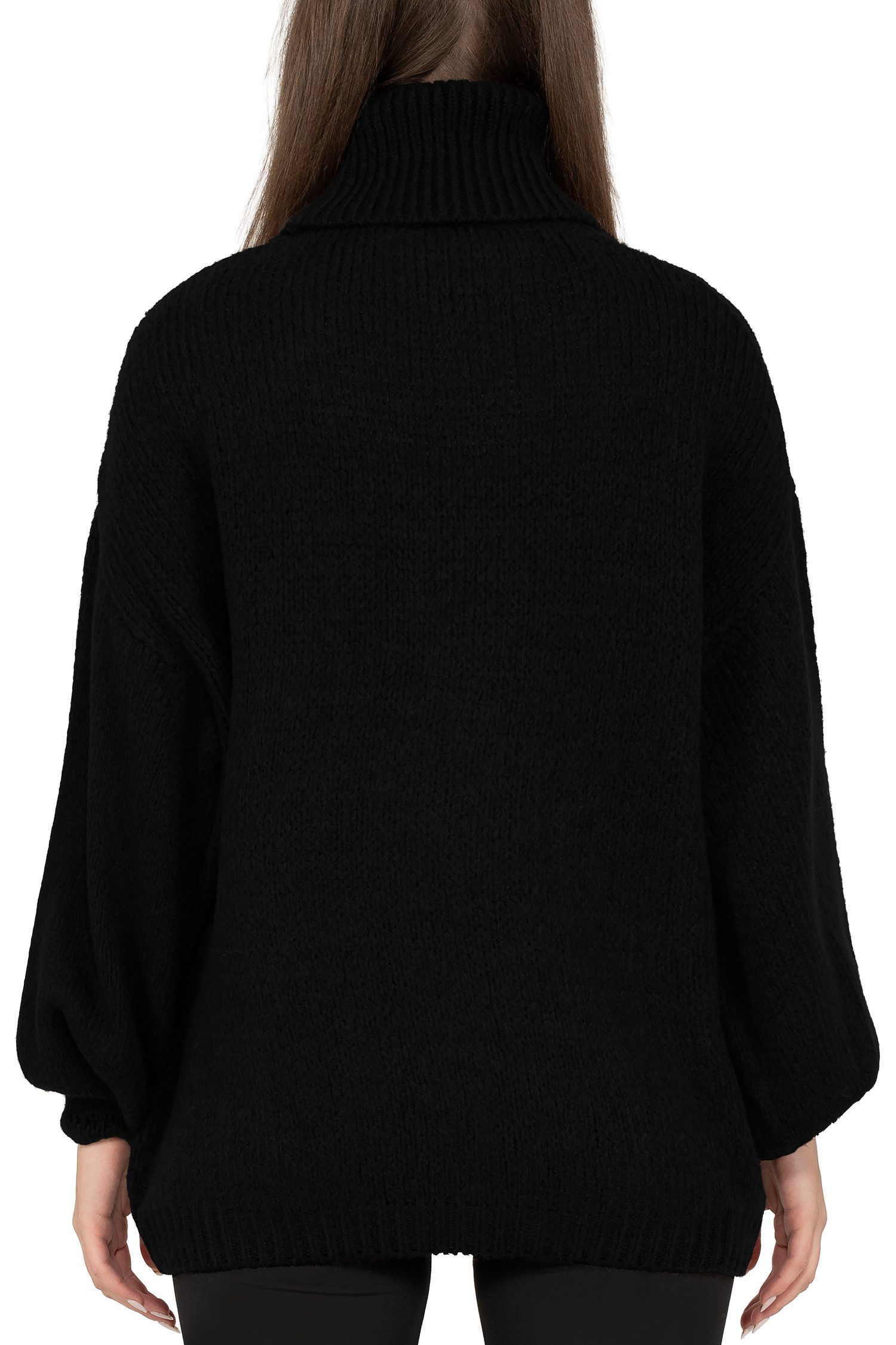 Reichstadt Rollkragenpullover Damen Relaxed Fit Pullover mit Rollkragen 25RSW090 (1-tlg) Auffällige Ballonärmel und Rippabschlüsse