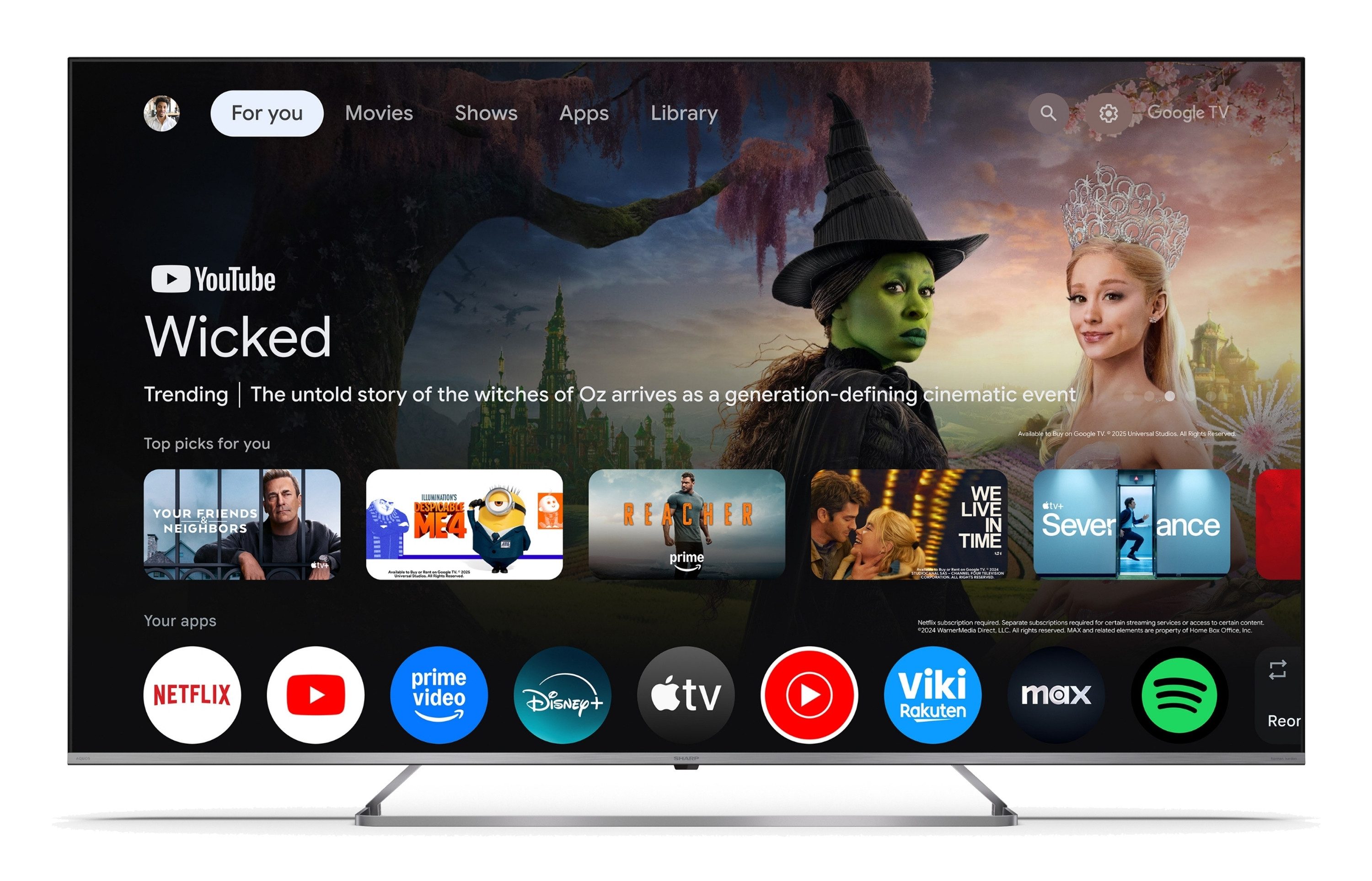 Sharp 65JP7765E QLED-Fernseher (164 cm/65 Zoll, 4K Ultra HD, Google TV, Google TV, Mini-LED, HDR Dolby Vision, Harman Kardon Sound)