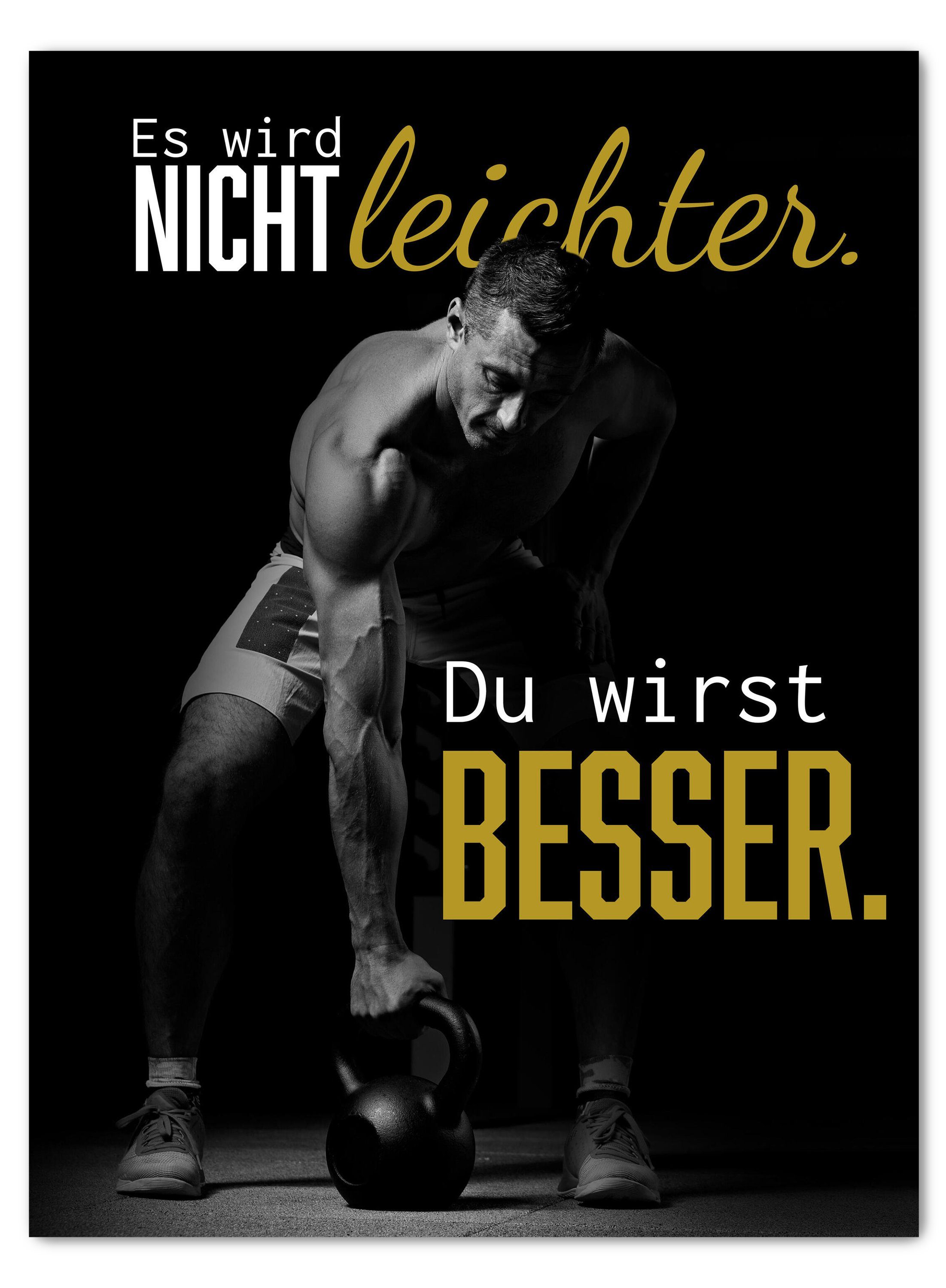 wandmotiv24 Leinwandbild Motivation, Hochformat, besser, Hantel