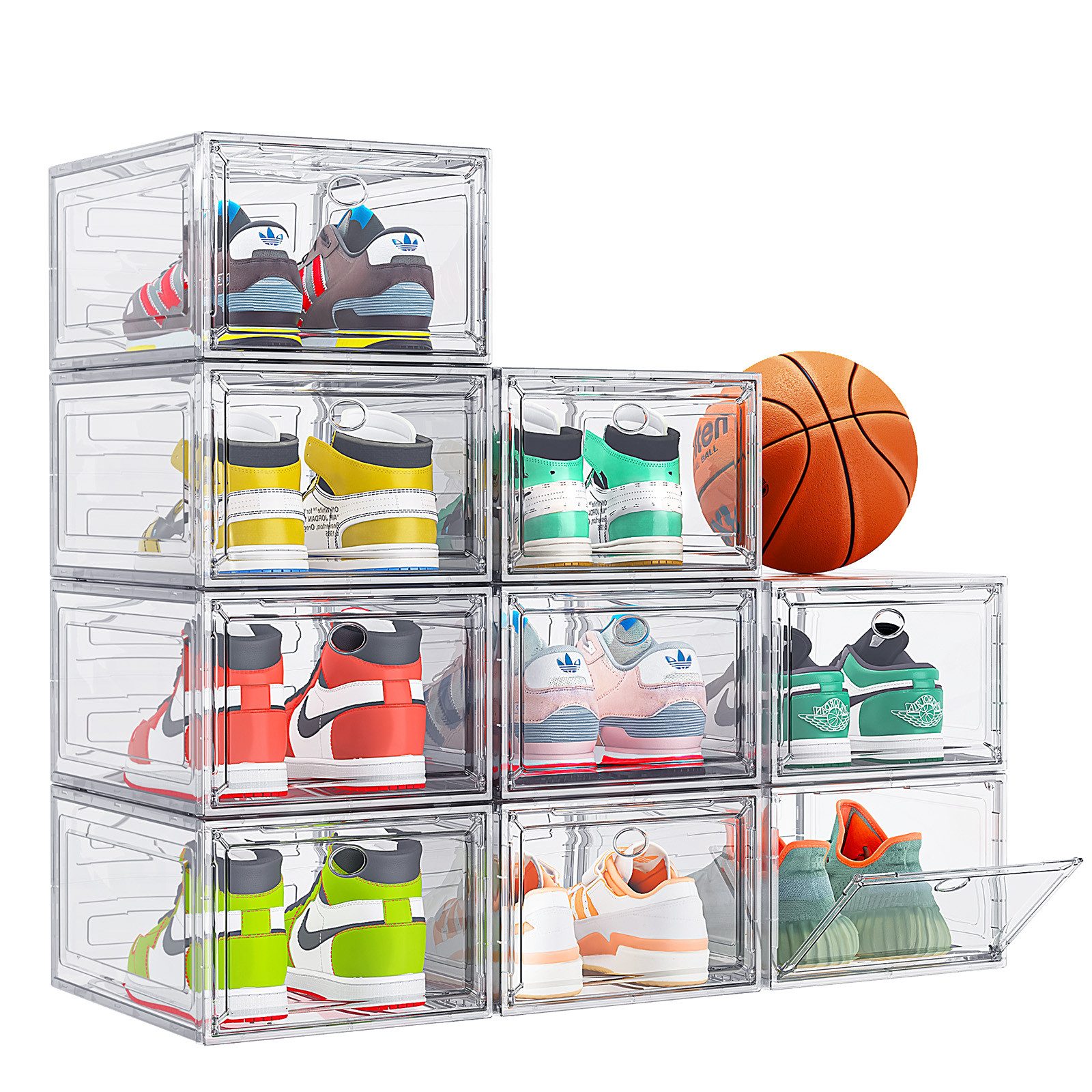 Schuhkiste 9er-Set Größe Schuhboxen Stapelbar Transparent