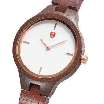 Bonizetti Chronograph, (1-tlg), Damenuhr ALPENLILIE Holz-Uhr - Armbanduhr, Holzarmband