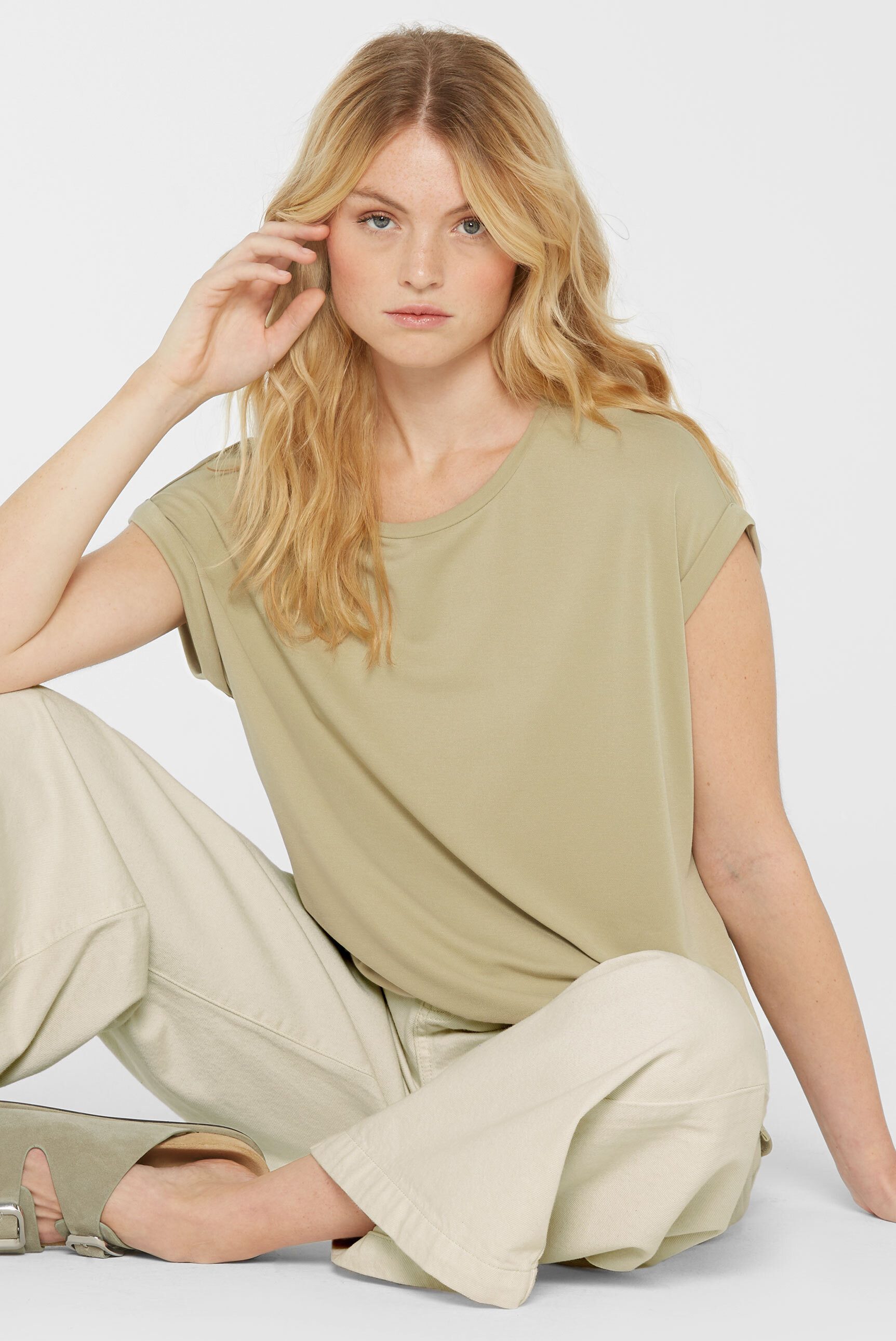 SENSES.THE LABEL Rundhalsshirt mit überschnittenen Schultern