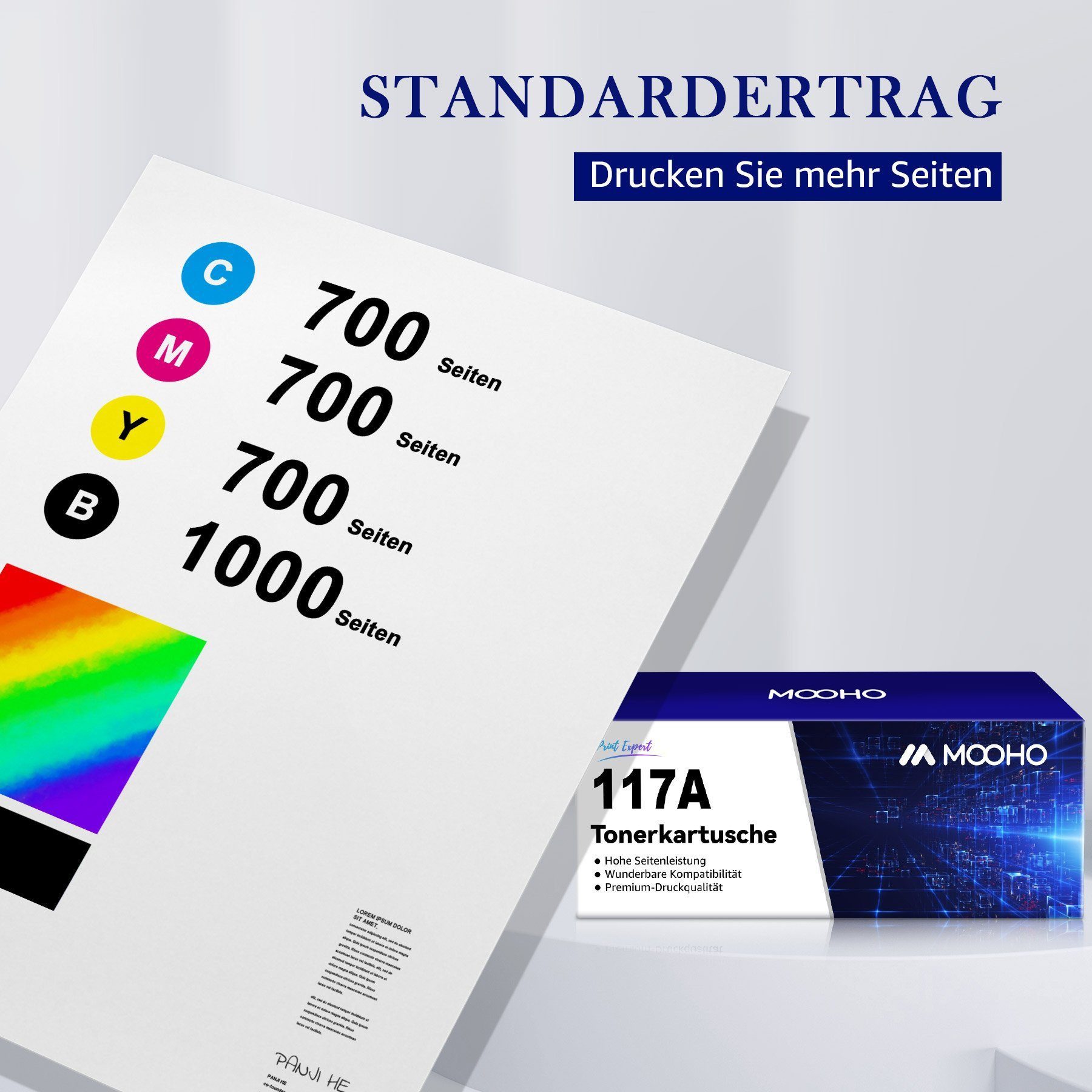 MOOHO Tonerpatrone Kompatible für HP 117A Toner Multipack, (4er-pack mit Chip Kompatibel für HP Color Laser MFP, 4-St), 178nwg 179fwg 178nw 179fnw Color Laser 150a 50nw 150w