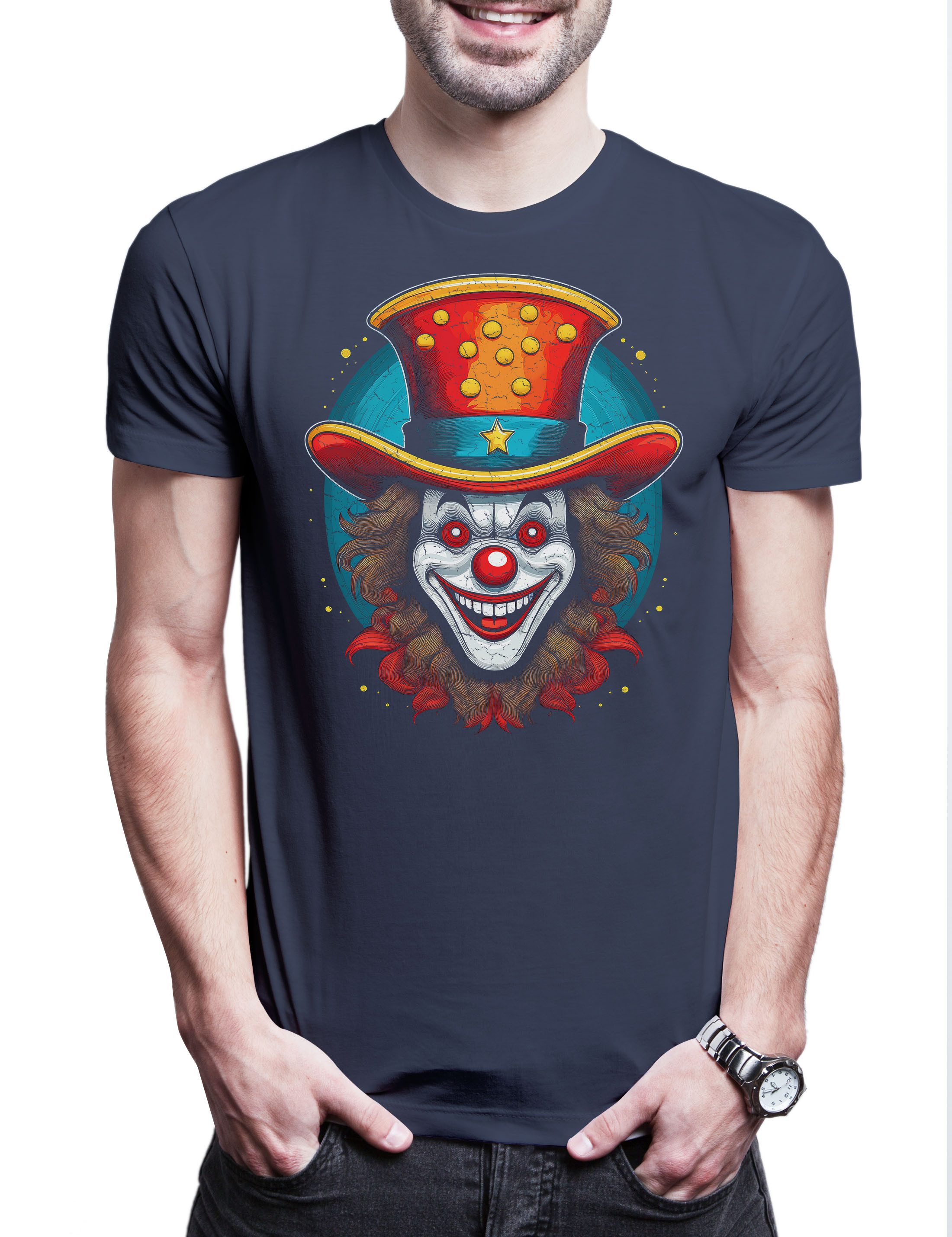 Print-Shirt Clown Face Hat Herren T-Shirt American USA Clownerie Clownschule