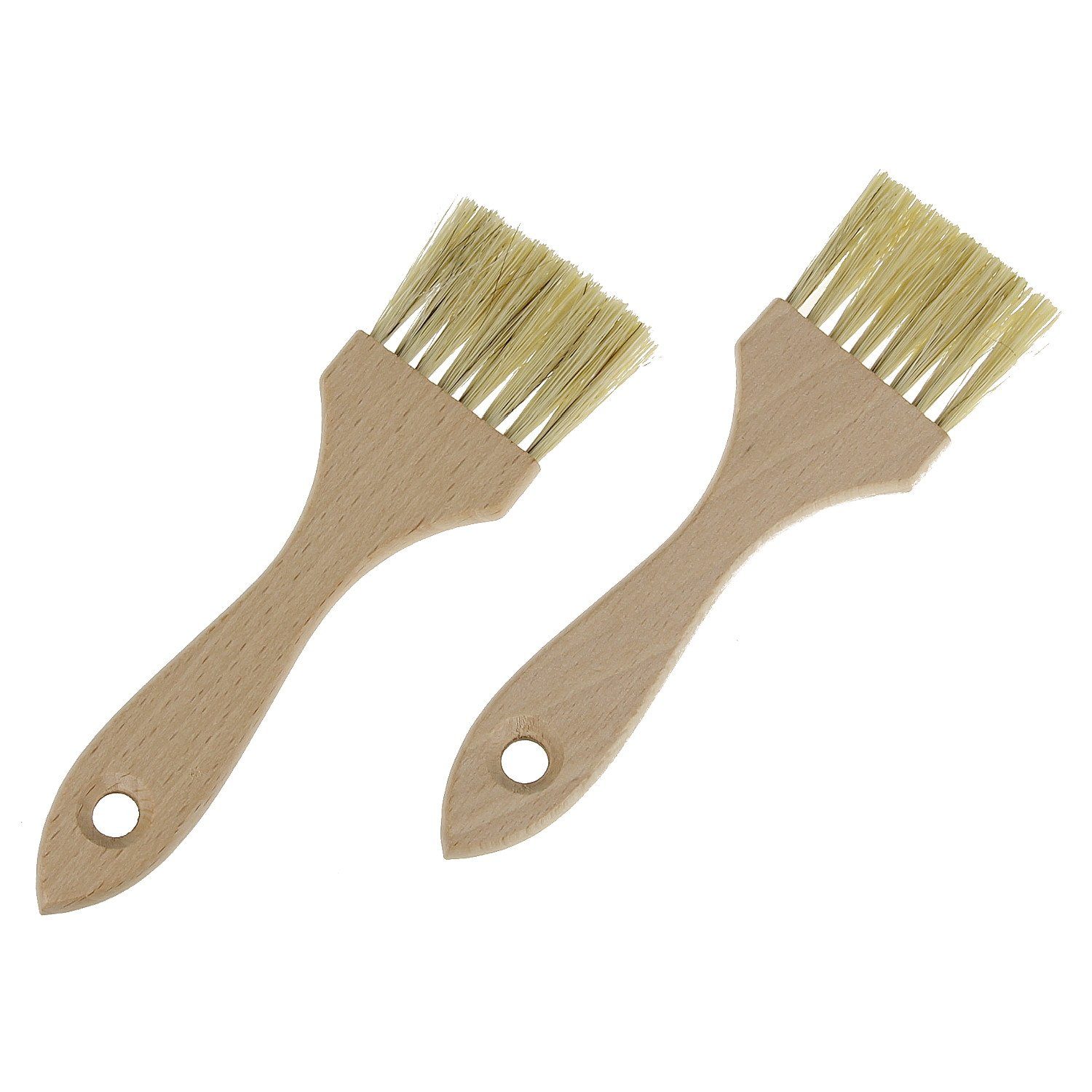Macosa Home Backpinsel, Backpinsel Naturborsten breit 2er Set Rosshaar Holz-Griff