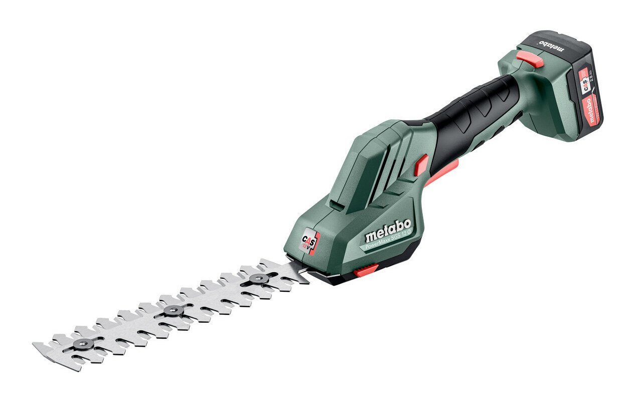 metabo Akku-Strauchschere PowerMaxx SGS 12 Q, Strauch- und Grasschere 1 x 2 Ah Li-Ion in Werkzeugtasche