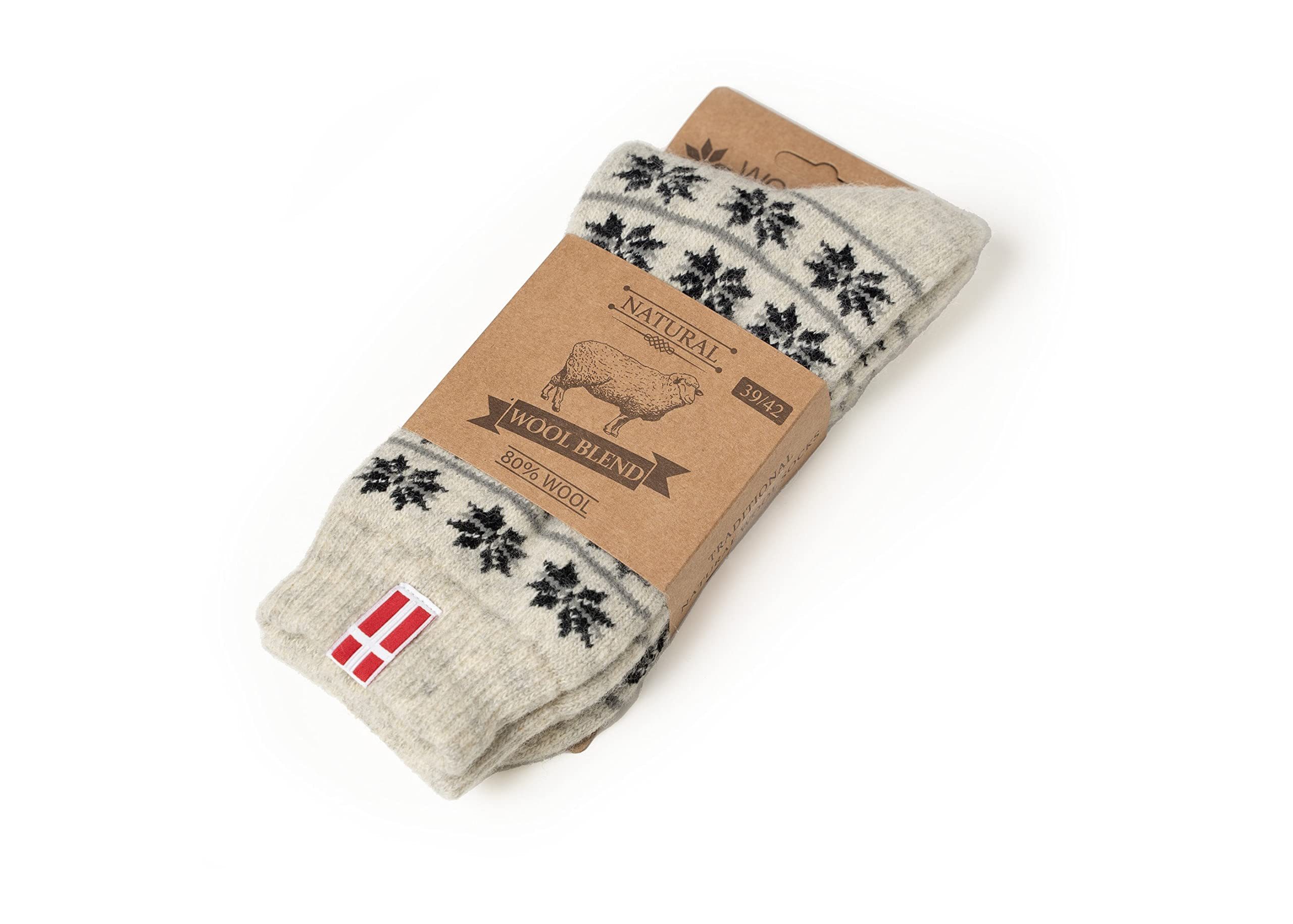 HomeOfSocks Norwegersocken 80% Wollsocken Dänemark Flagge dicke strapazierfähige Socken mit hohem Wollanteil und Dänemark Design