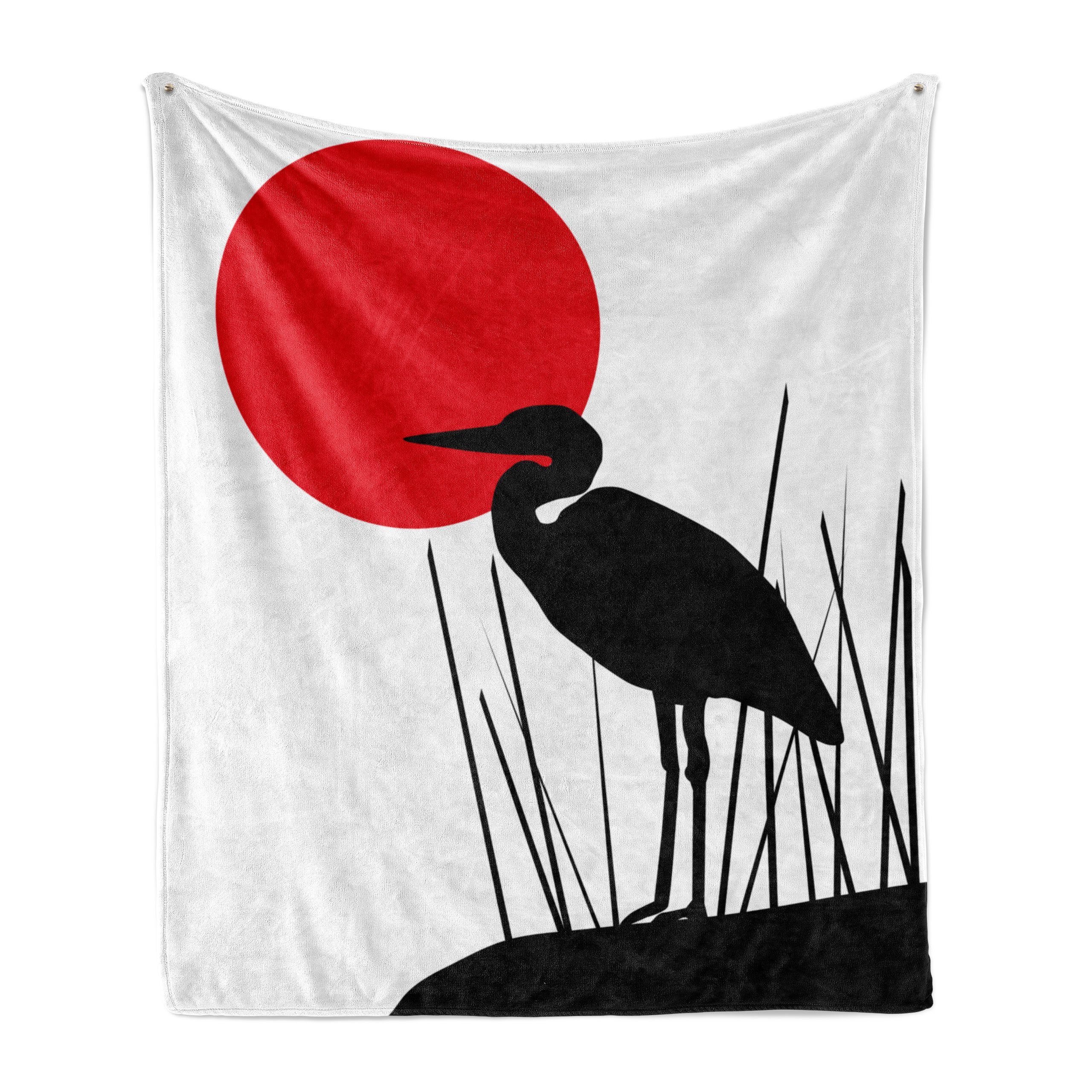 Gemütlicher Reiher-Vogel und auf Plüsch Außenbereich, Japanisch für Silhouette Abakuhaus, Wohndecke den Innen-