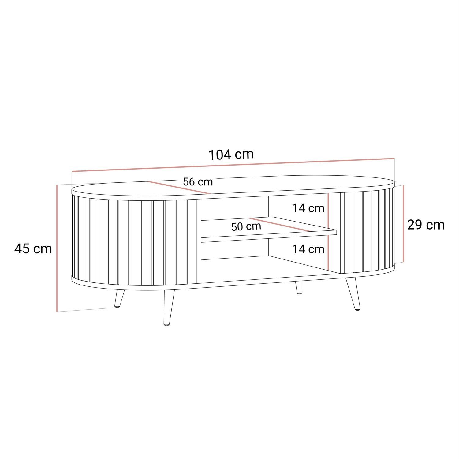 Lookway Couchtisch ELODIE II mit Ablage (1x Couchtisch), 104x45x56 cm – Bild 5 von 5