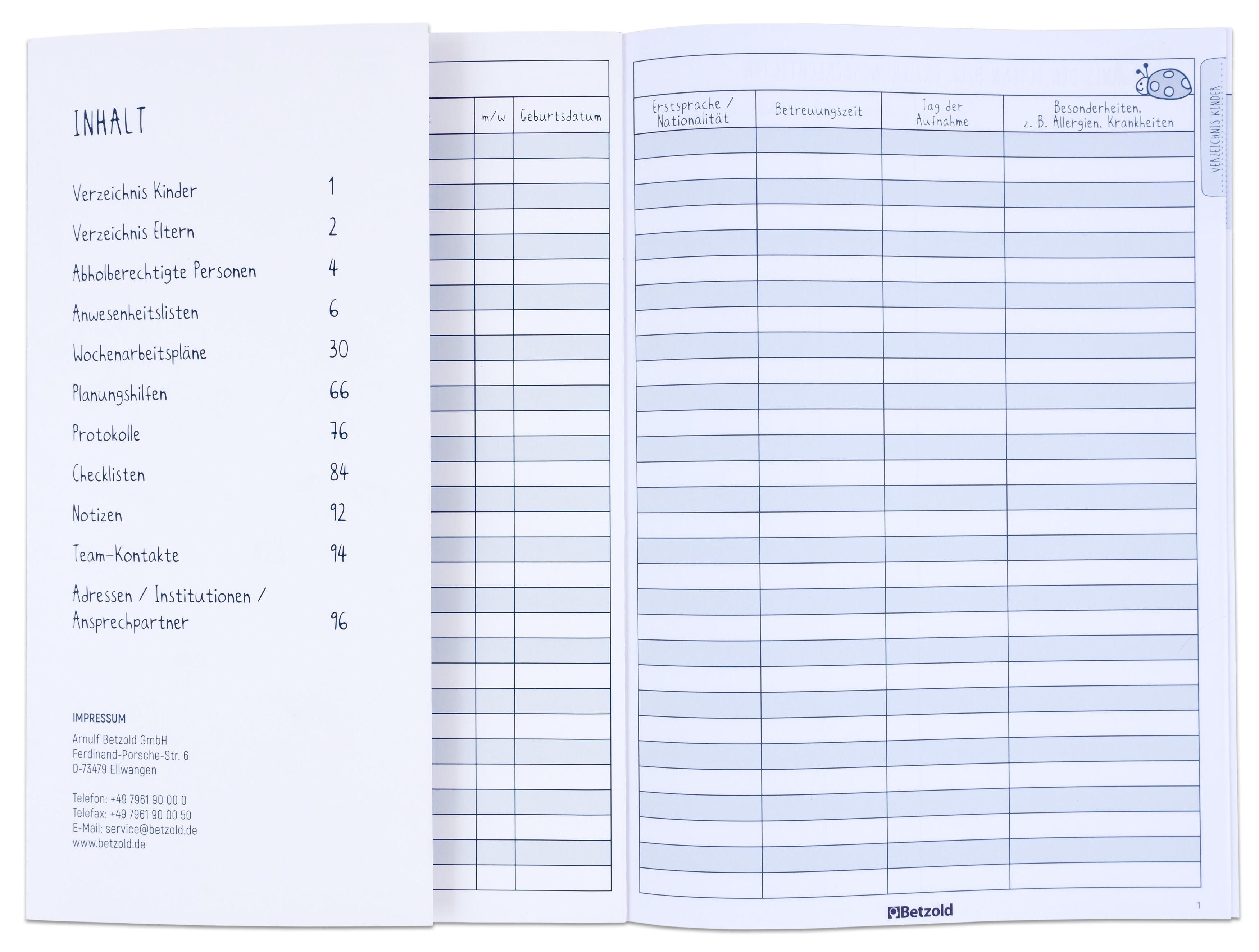 Betzold Lehrerkalender Kita-Gruppentagebuch
