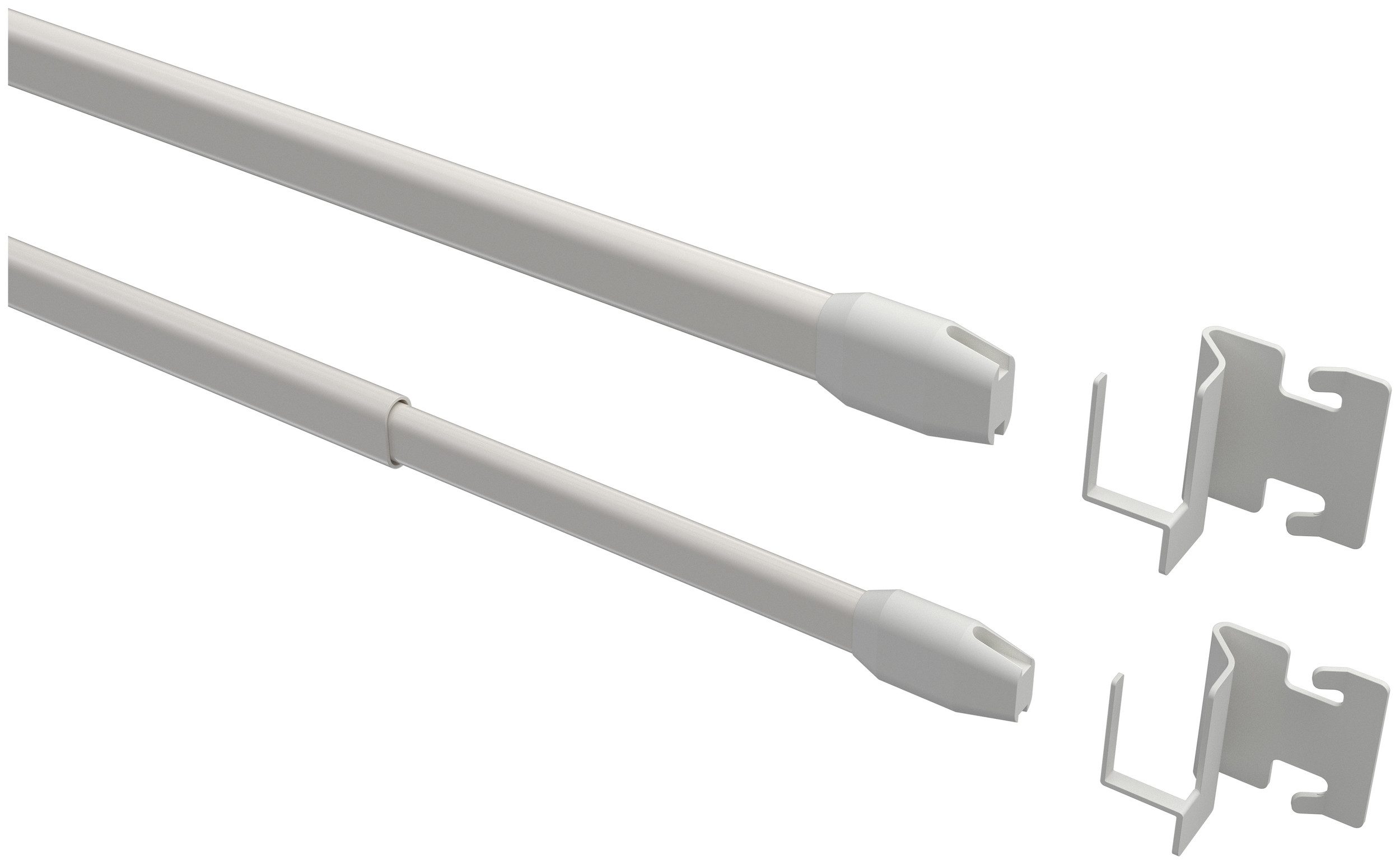 INTERDECO Vitragestange Geno, ausziehbar, Fensterflügel-Montage, Fensterfalz-Montage, Metall, Silbergrau, 2 Stk / Packung, 10/8