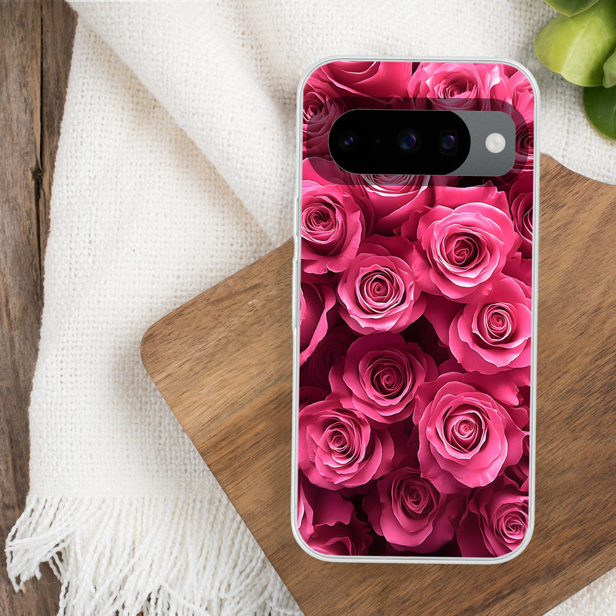 MuchoWow Handyhülle für Google Pixel 10 Pro Rosen - Rosa - Blume, Handy Case, Silikon, Bumper Case Dünn