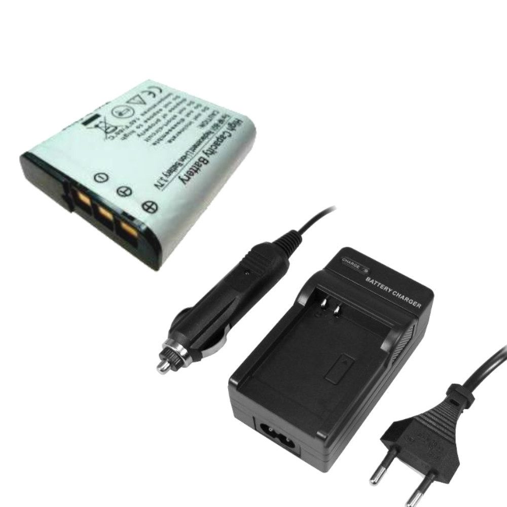 Trade-Shop 2in1 Set passend für Sony Cybershot NP-BG1 NP-FG1 DSC-W115 Ladegerät + Kamera-Akku Li-Ion 1100 mAh (3,7 V), Für 220V Steckdose und 12V/24V Kfz Zigarettenanzünder