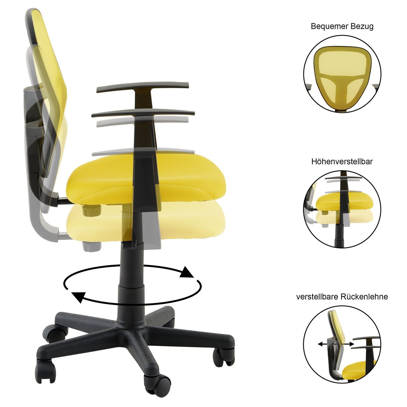 CARO-Möbel Drehstuhl STUDIO, Kinder Schreibtischstuhl höhenverstellbar Büro günstig online kaufen