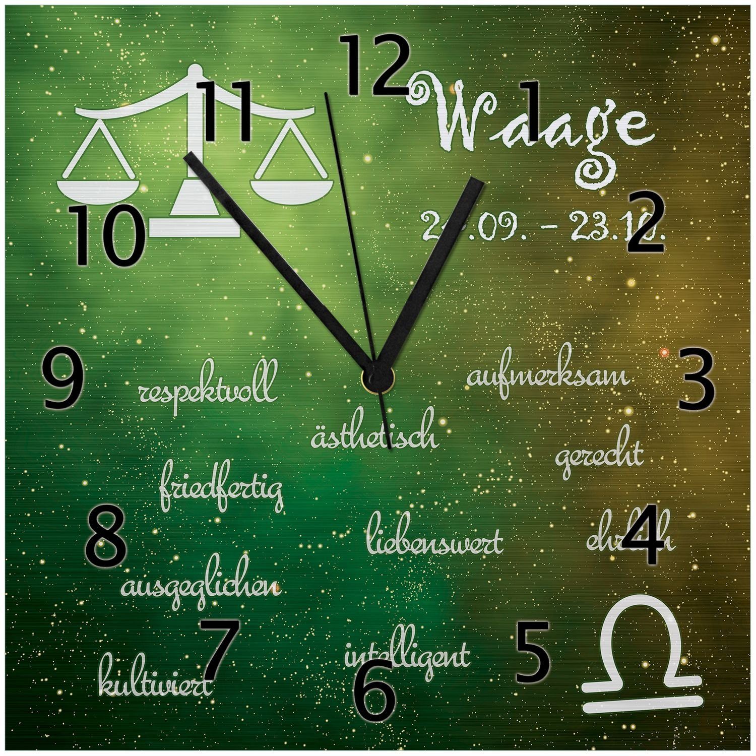 Wallario Wanduhr Waage (Aluverbunduhr) Sternzeichen