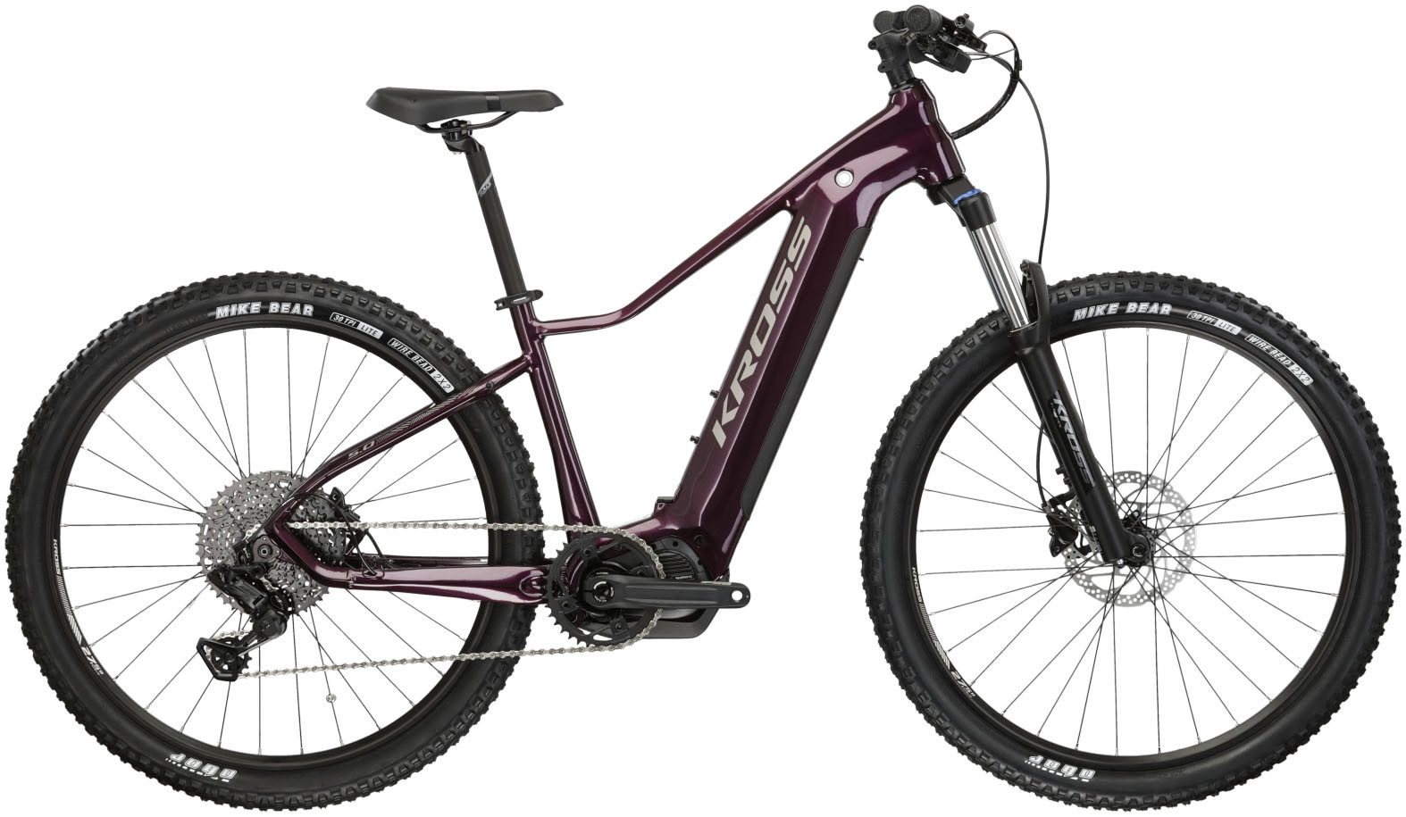Kross E-Bike Mountainbike E-MTB Lea Boost 5.0 27.5 Zoll lila, 10 Gang microSHIFT ADVENT X M6205 Schaltwerk, Kettenschaltung, Mittelmotor, 500 Wh, Pedelec, Elektrofahrrad für Damen und Herren