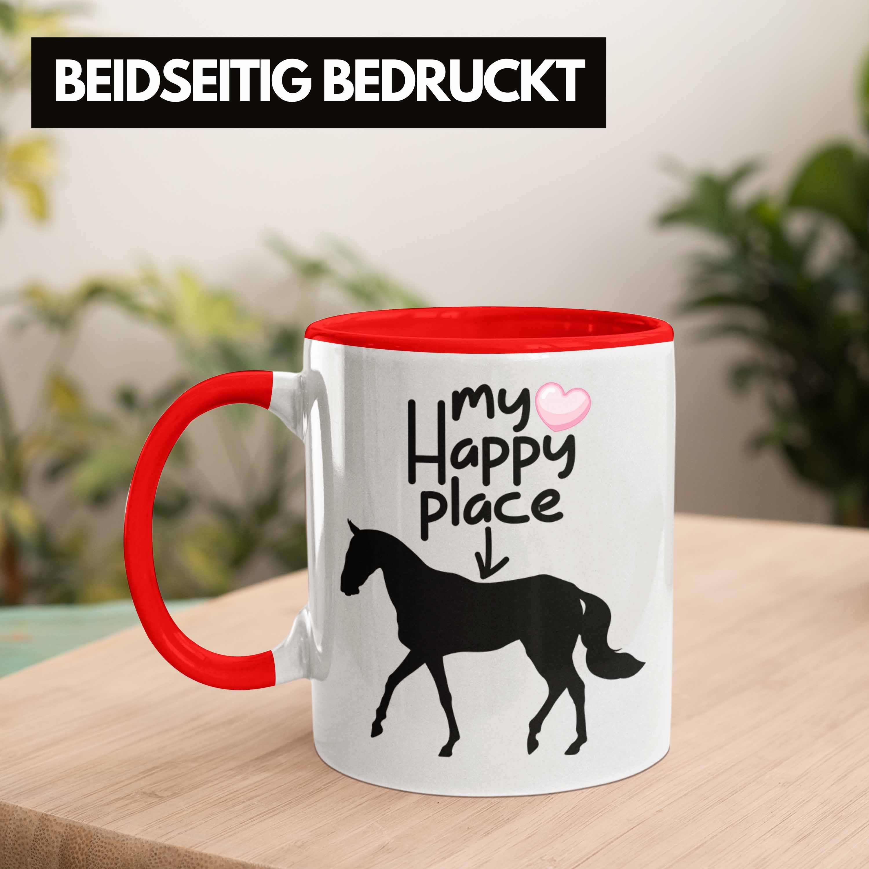 Trendation Happy für Tasse Tasse Pferde Reiterinnen Lustige für Geschenkidee Place" "My Rot