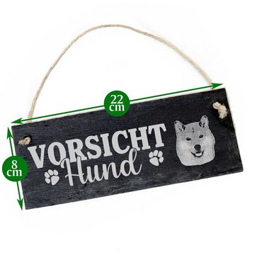 Dekolando Hängedekoration Vorsicht Hund Shiba Inu Schild 22x8cm