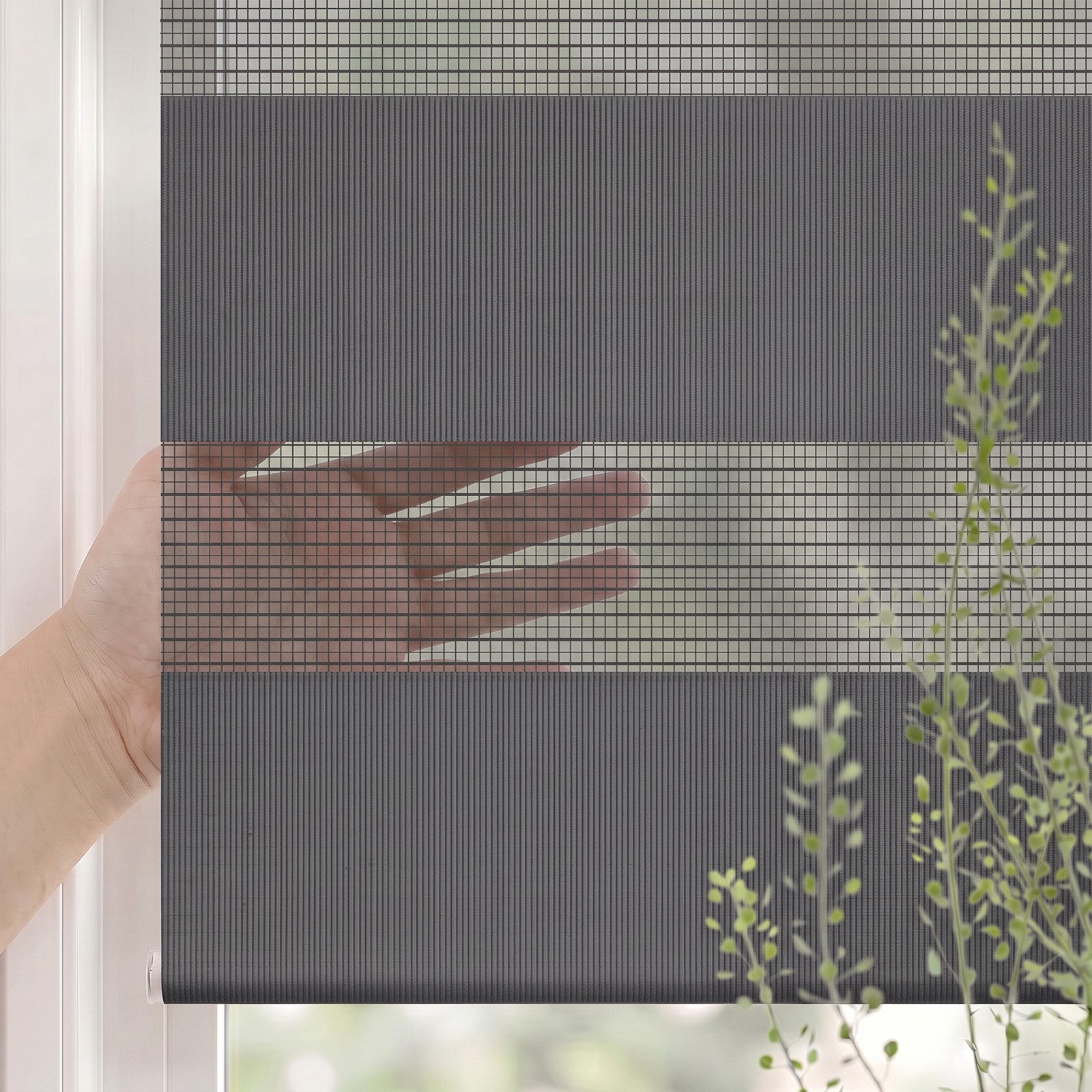 Doppelrollo Duo Rollo Klemmfix ohne Bohren freihängend Lichtschutz für Fenster, Salcar, Grau 40x130cm, Klemmträger blickdicht Jalousie Seitenzugrollo für Tür – Bild 4 von 5